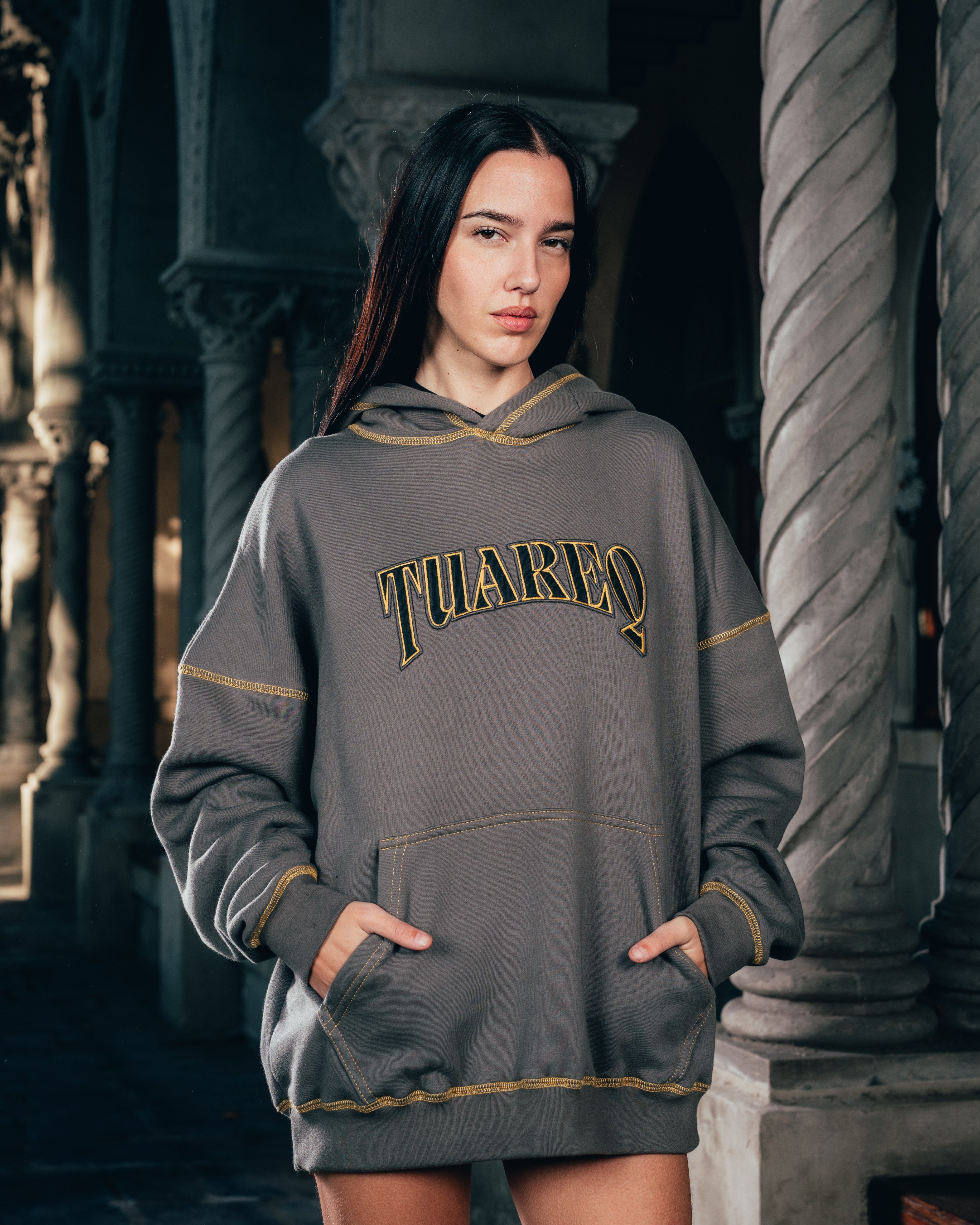 HOODIE [ WARRIOR ] COSTURA CARBON GREY