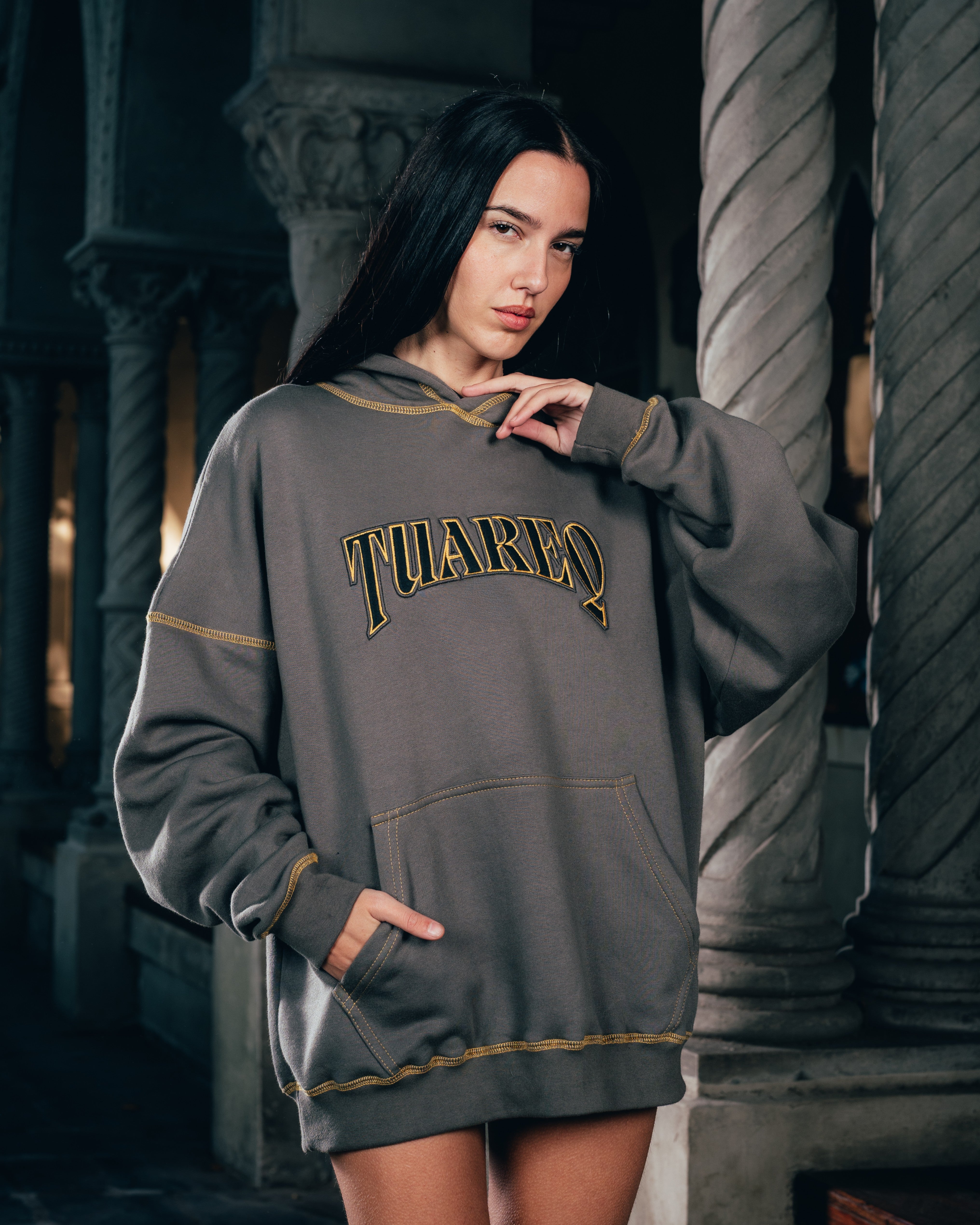 HOODIE [ WARRIOR ] COSTURA CARBON GREY