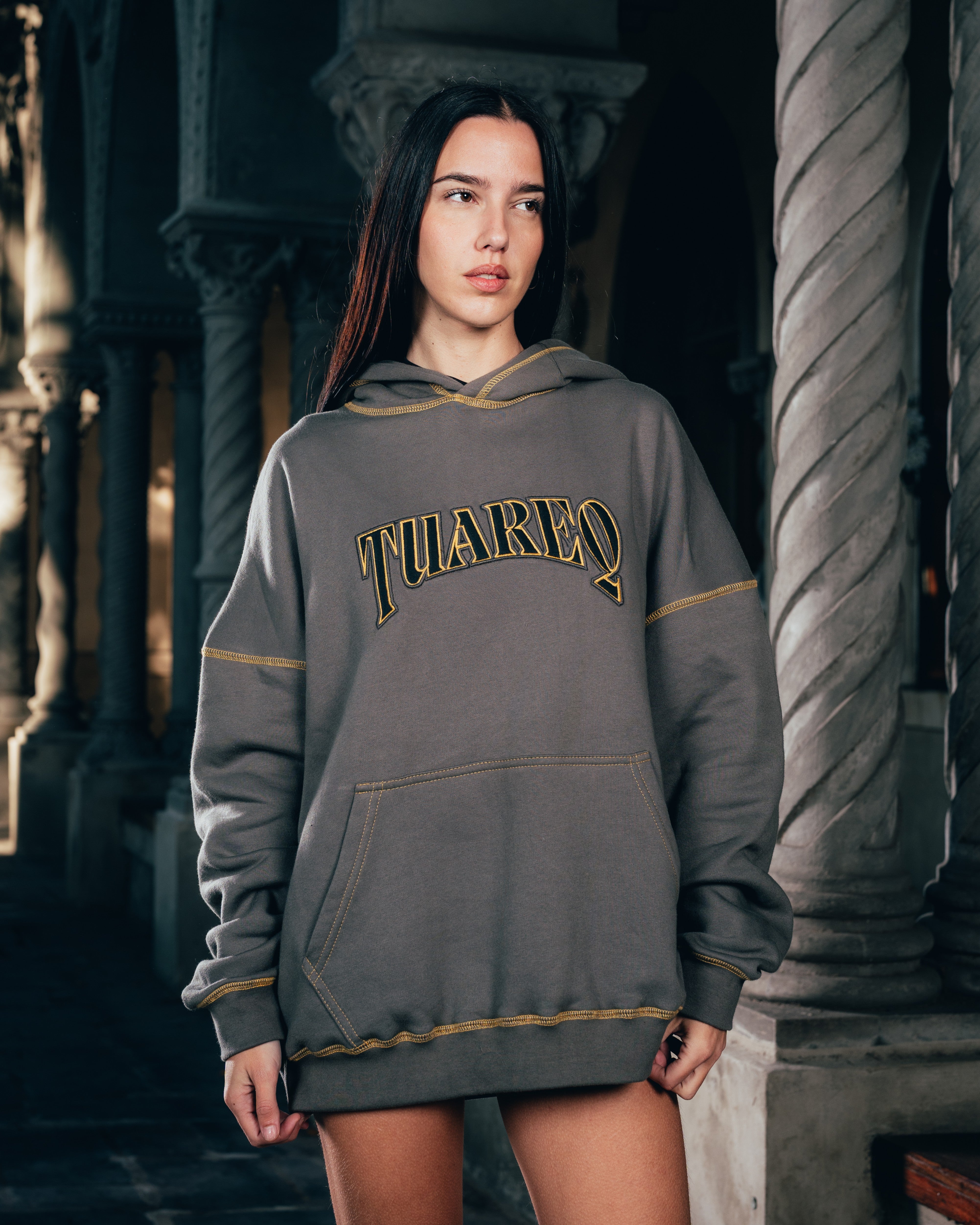 HOODIE [ WARRIOR ] COSTURA CARBON GREY