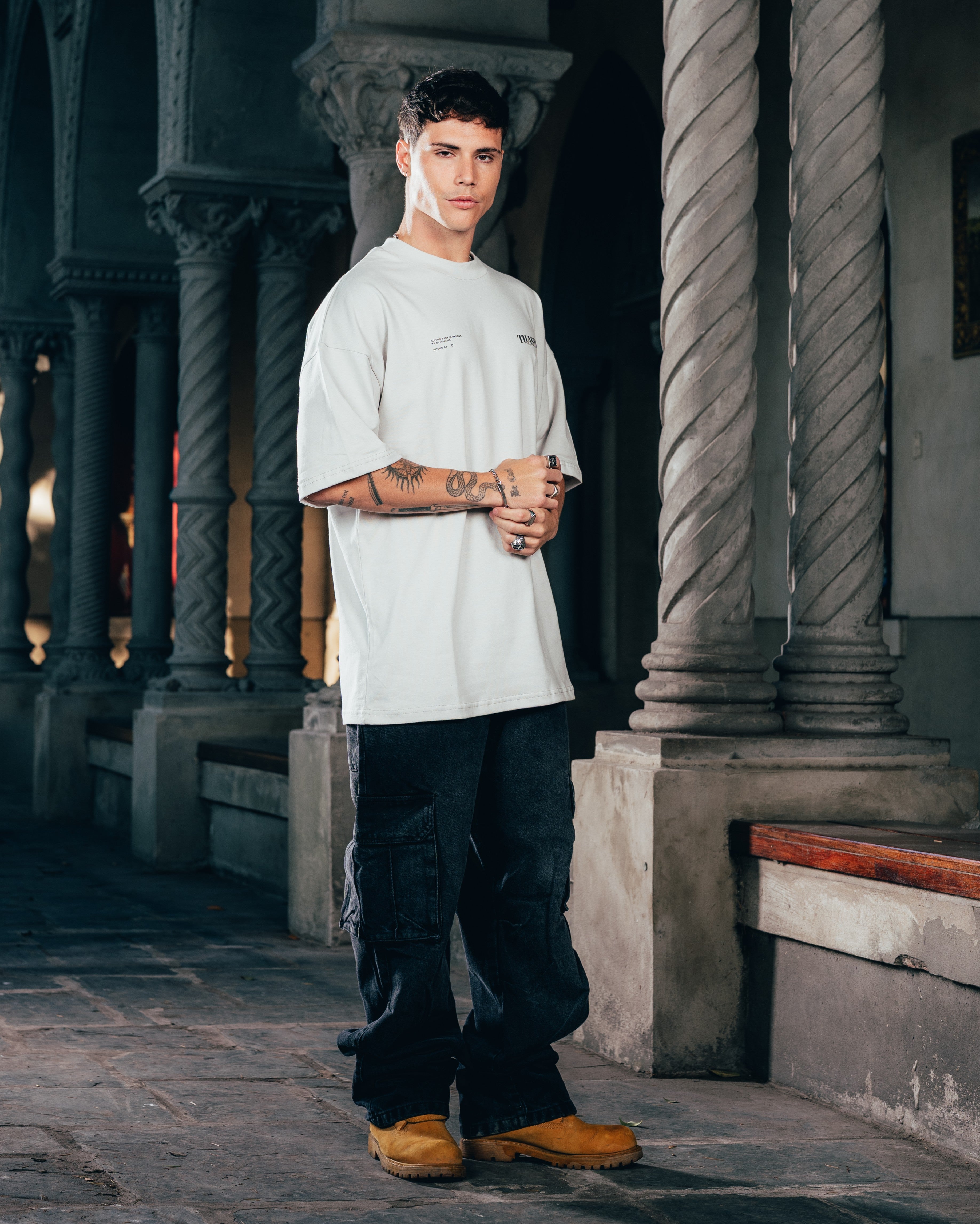 REMERA OVERSIZED [ WARRIOR ] SNAKE GREY