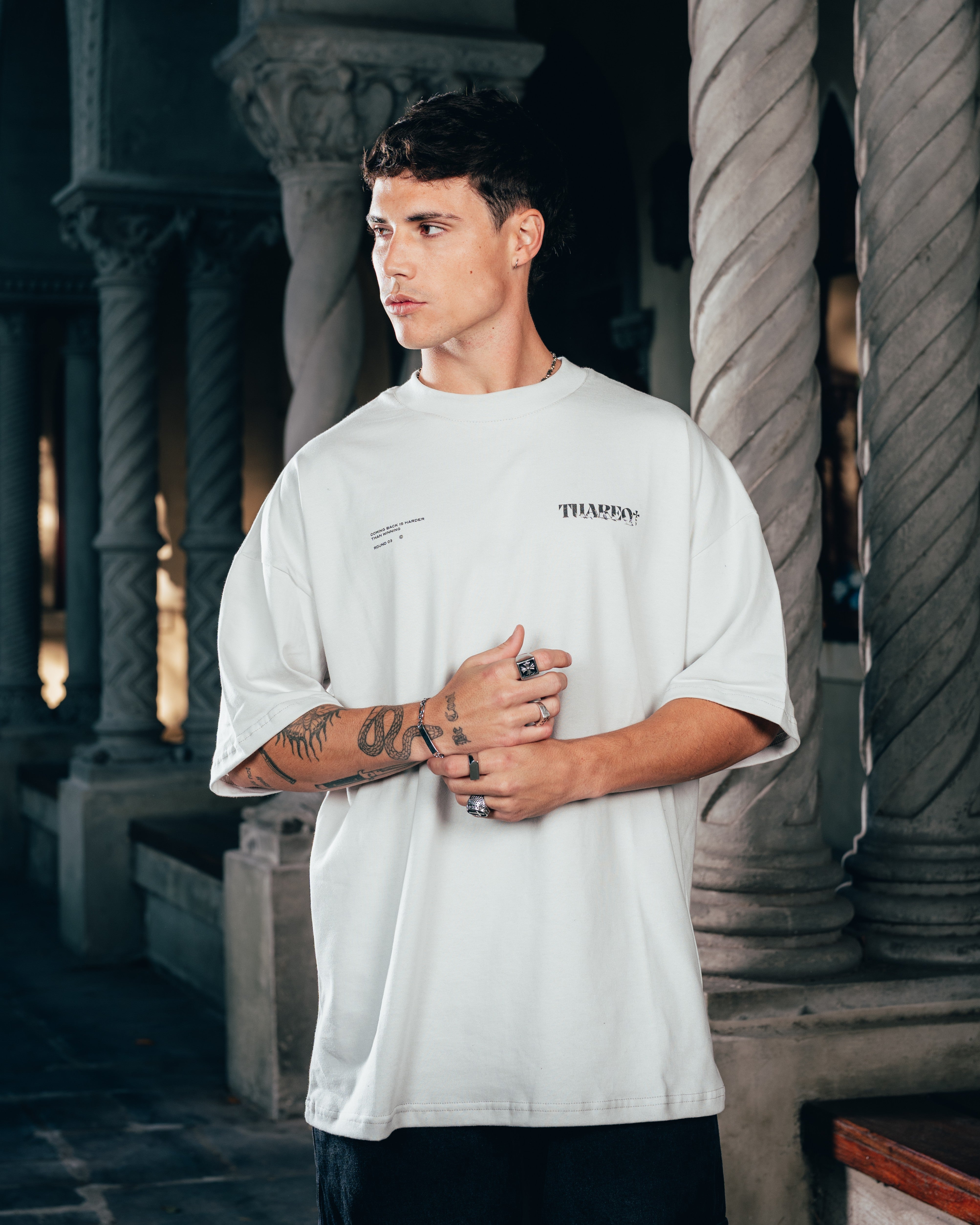 REMERA OVERSIZED [ WARRIOR ] SNAKE GREY