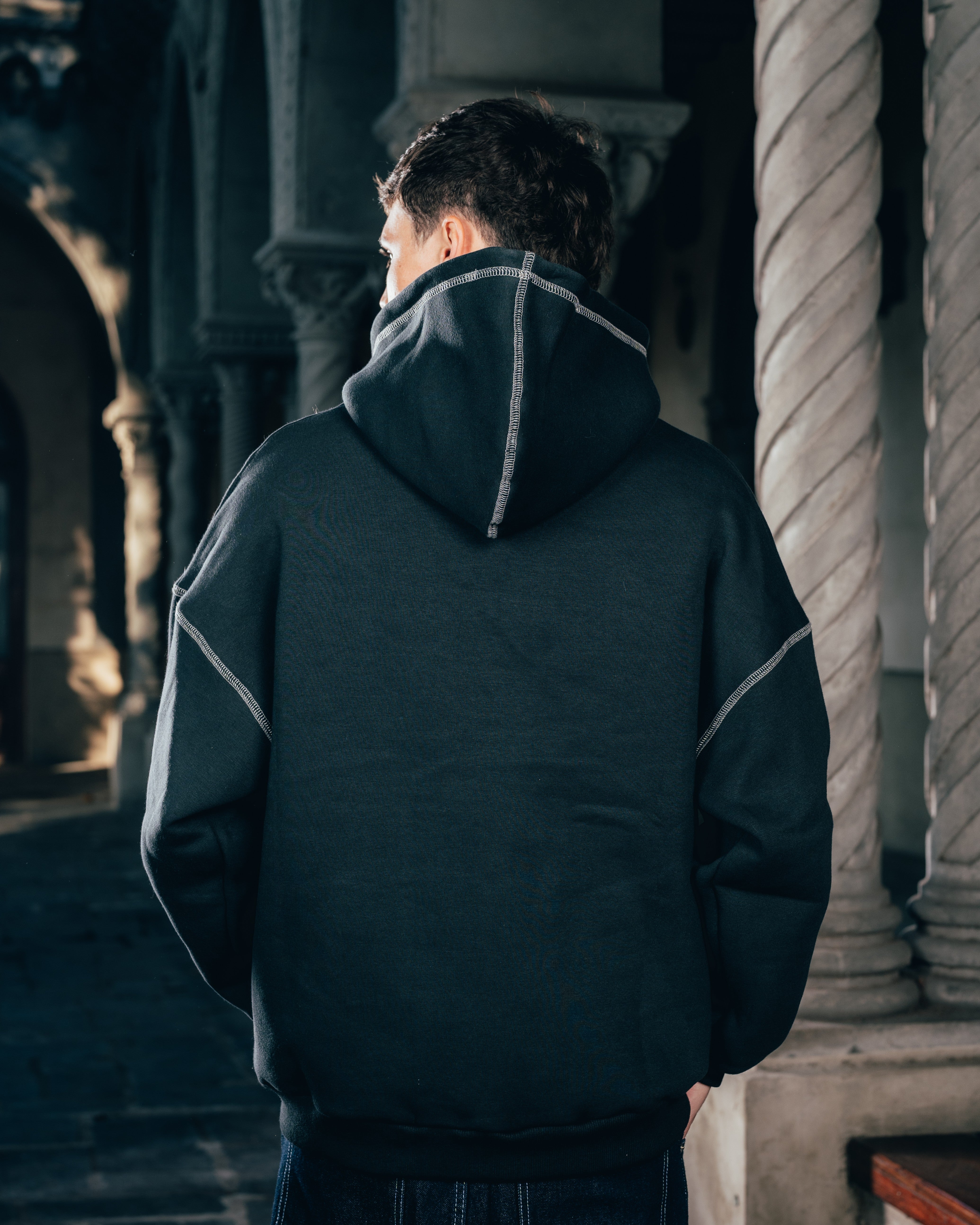 HOODIE [ WARRIOR ] COSTURA BLACK