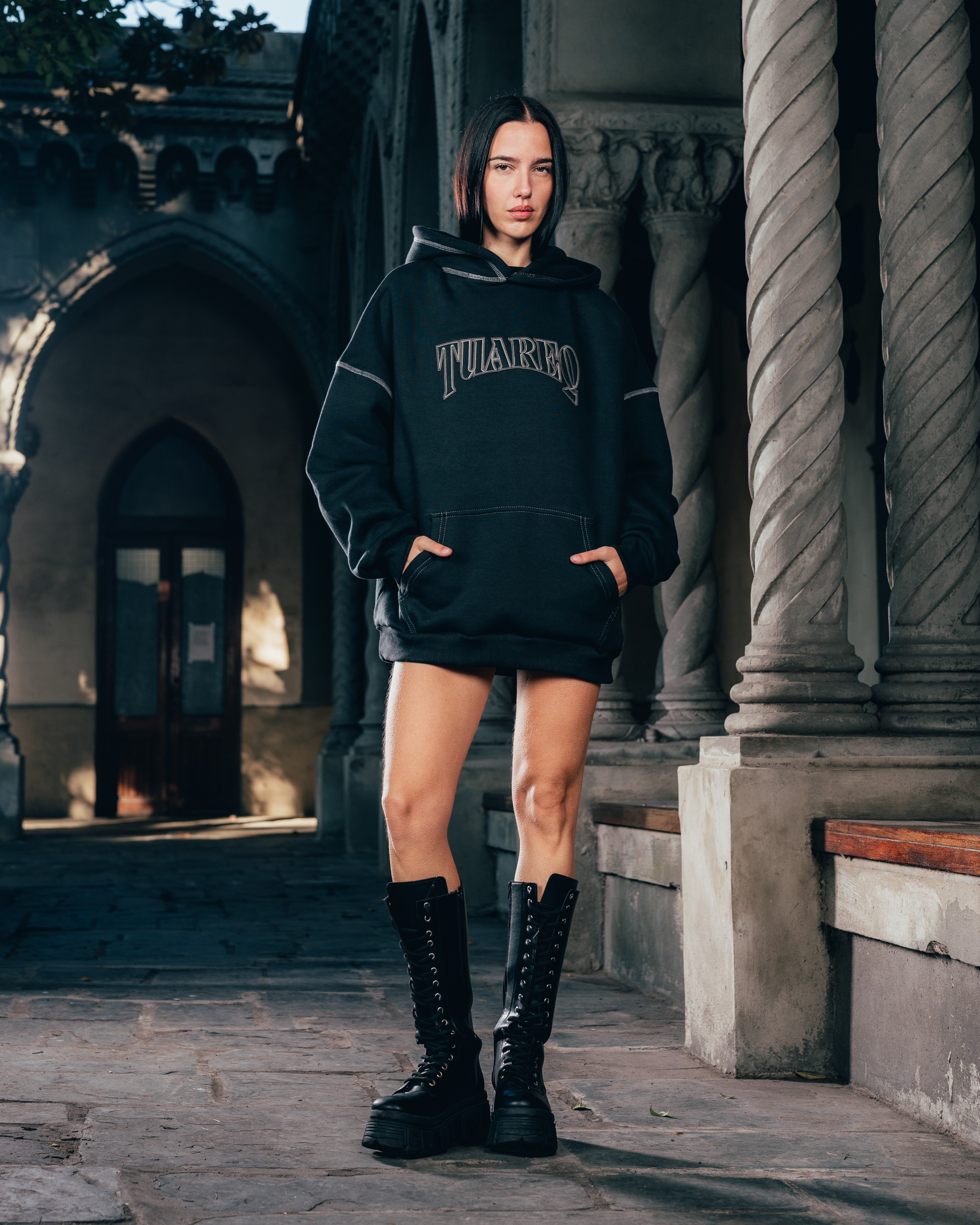 HOODIE [ WARRIOR ] COSTURA BLACK