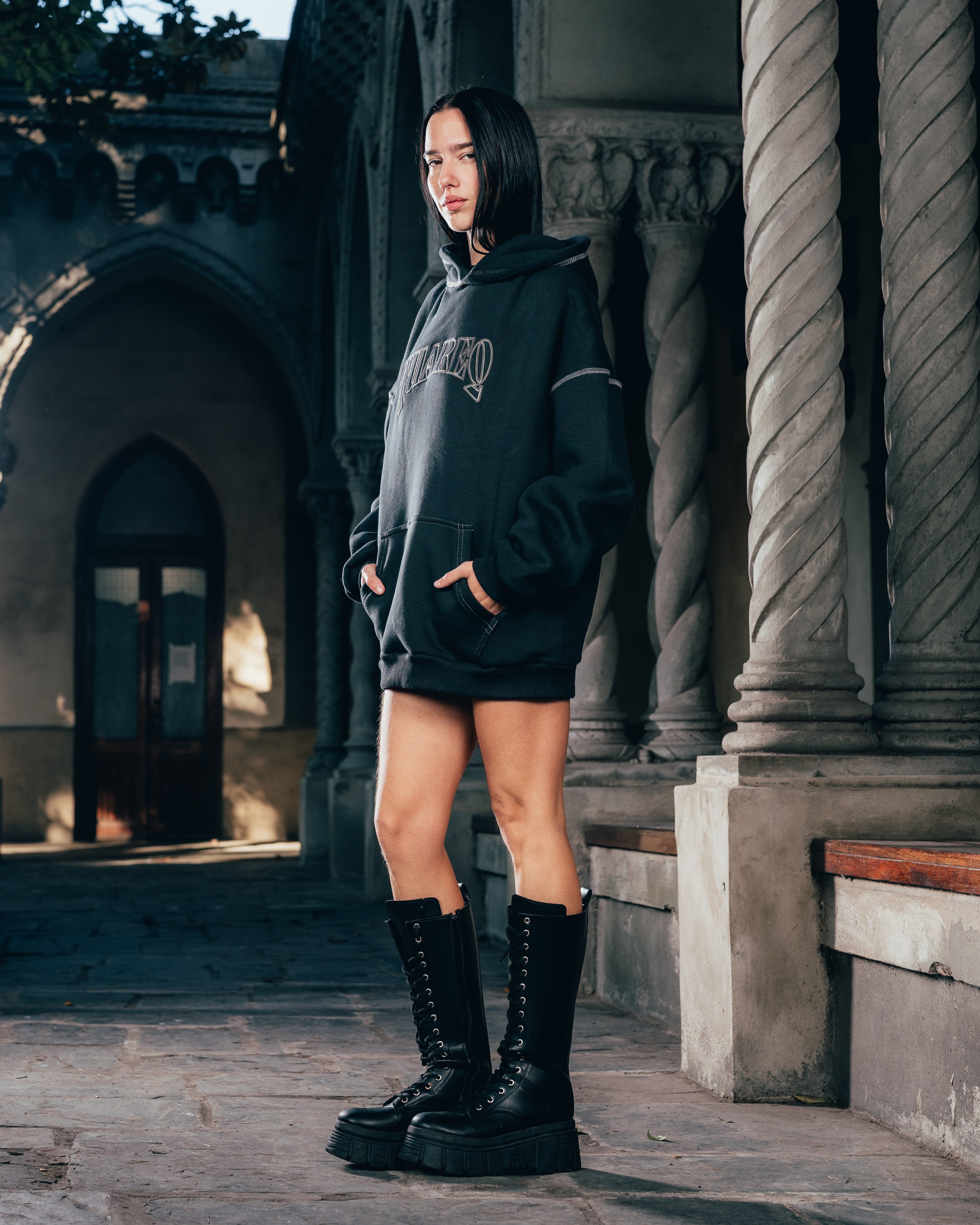 HOODIE [ WARRIOR ] COSTURA BLACK