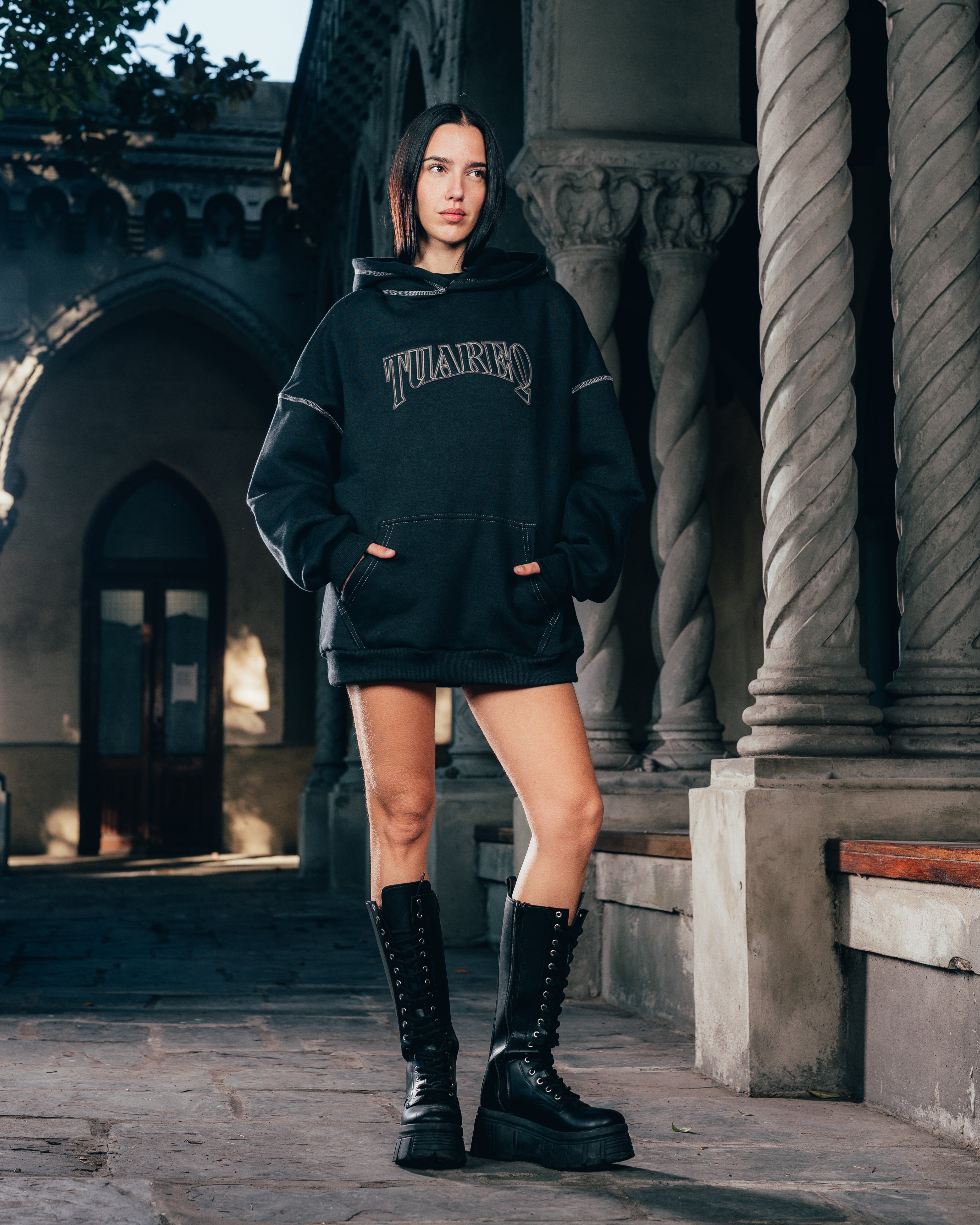 HOODIE [ WARRIOR ] COSTURA BLACK