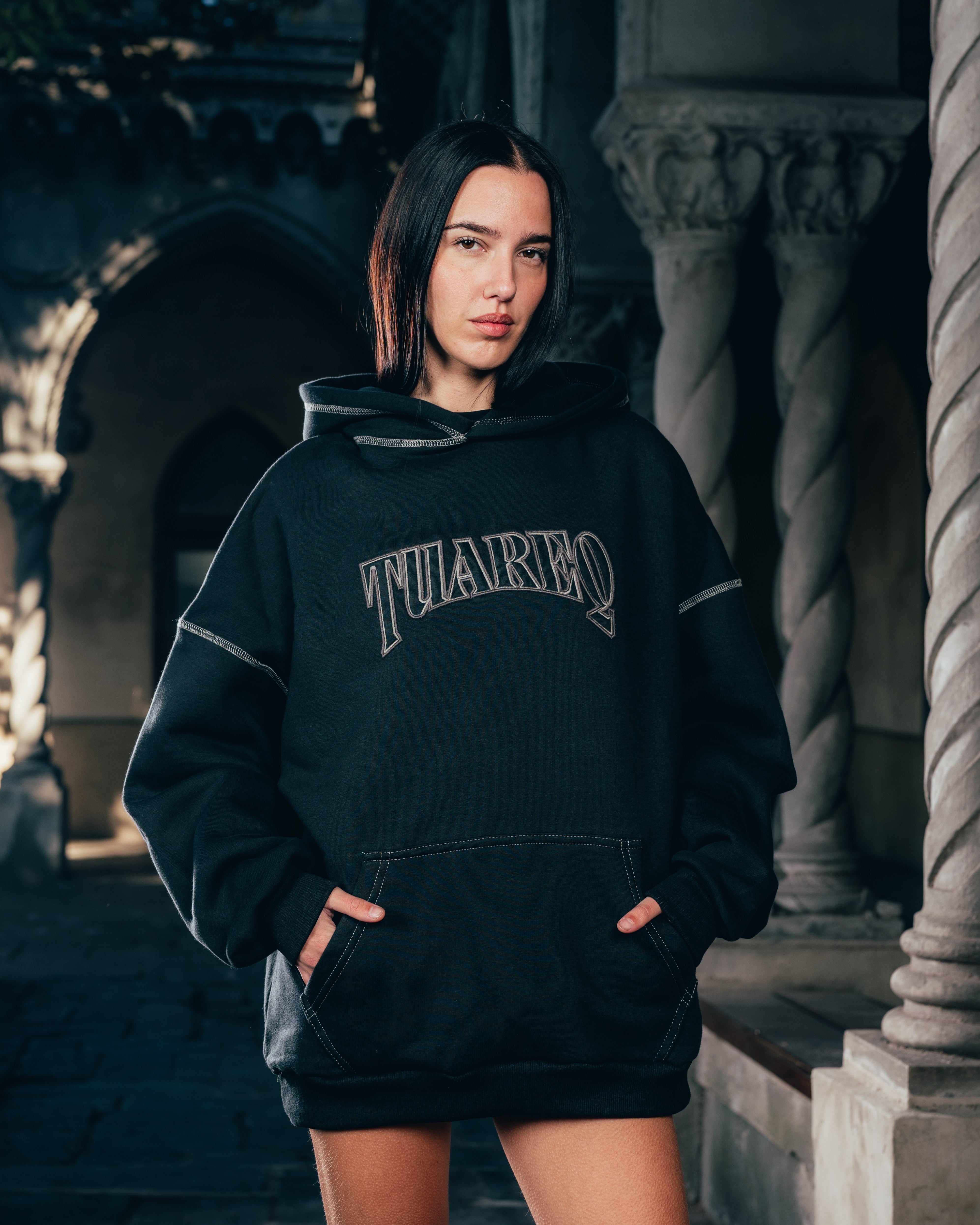 HOODIE [ WARRIOR ] COSTURA BLACK