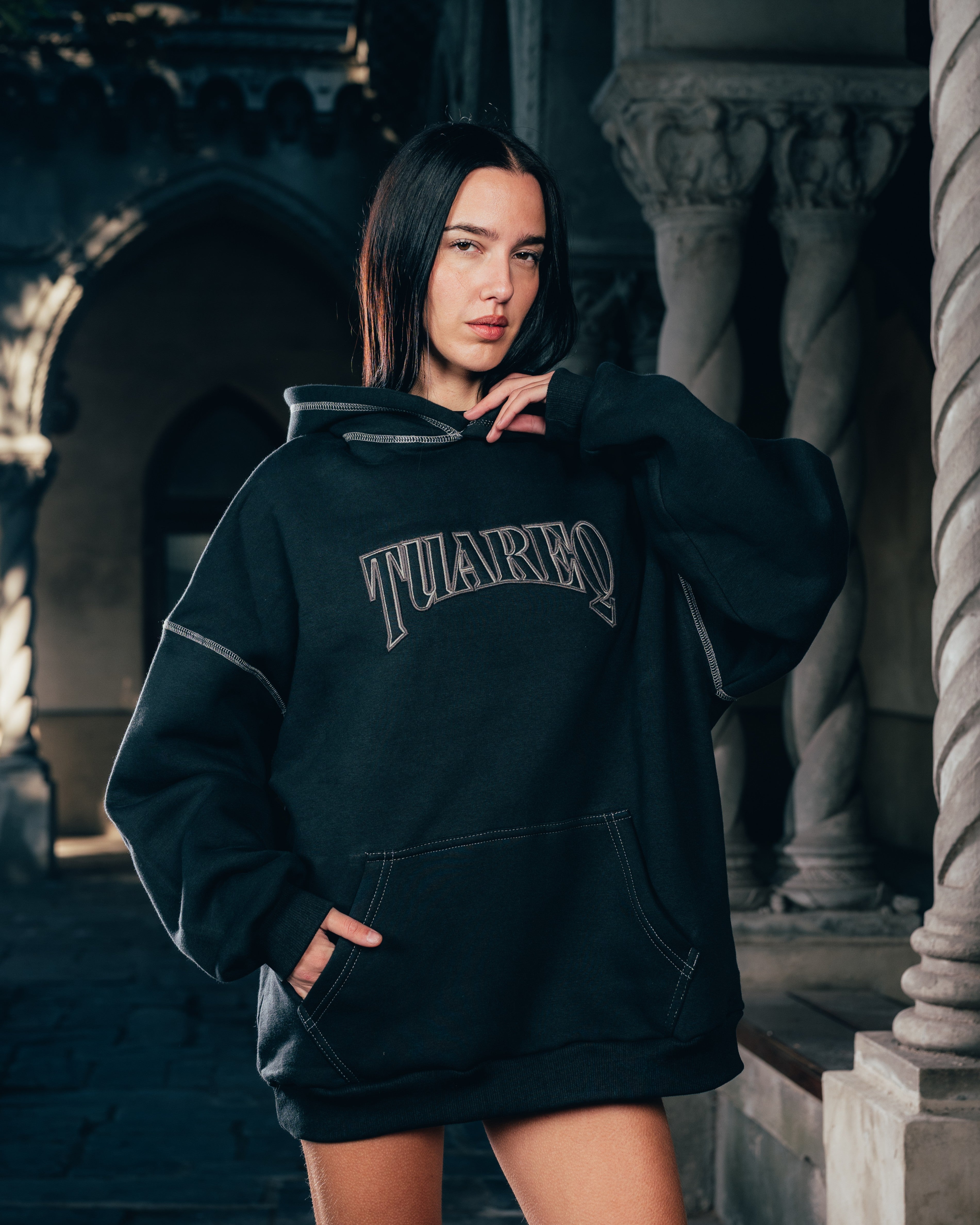 HOODIE [ WARRIOR ] COSTURA BLACK