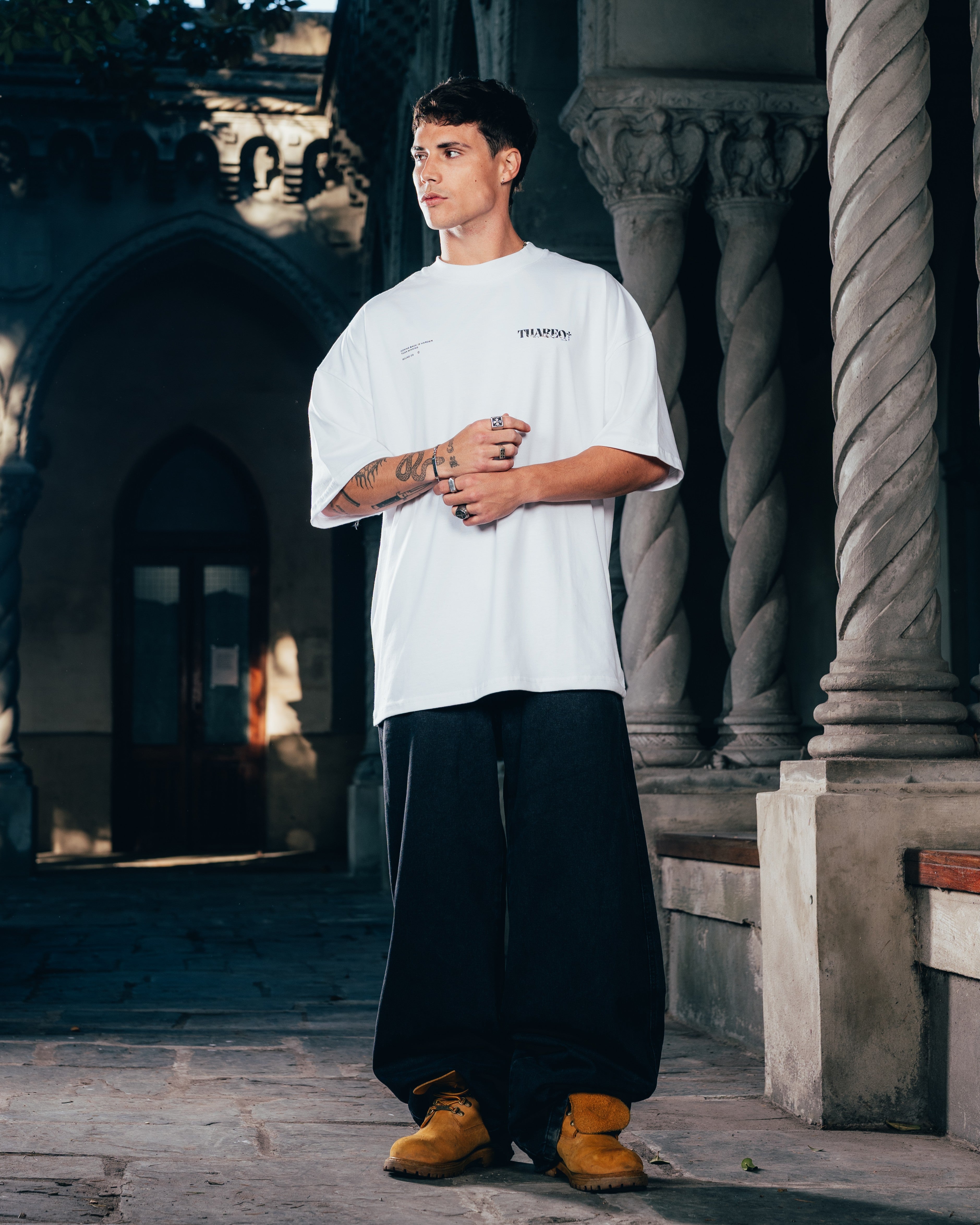 REMERA OVERSIZED [ WARRIOR ] SNAKE WHITE