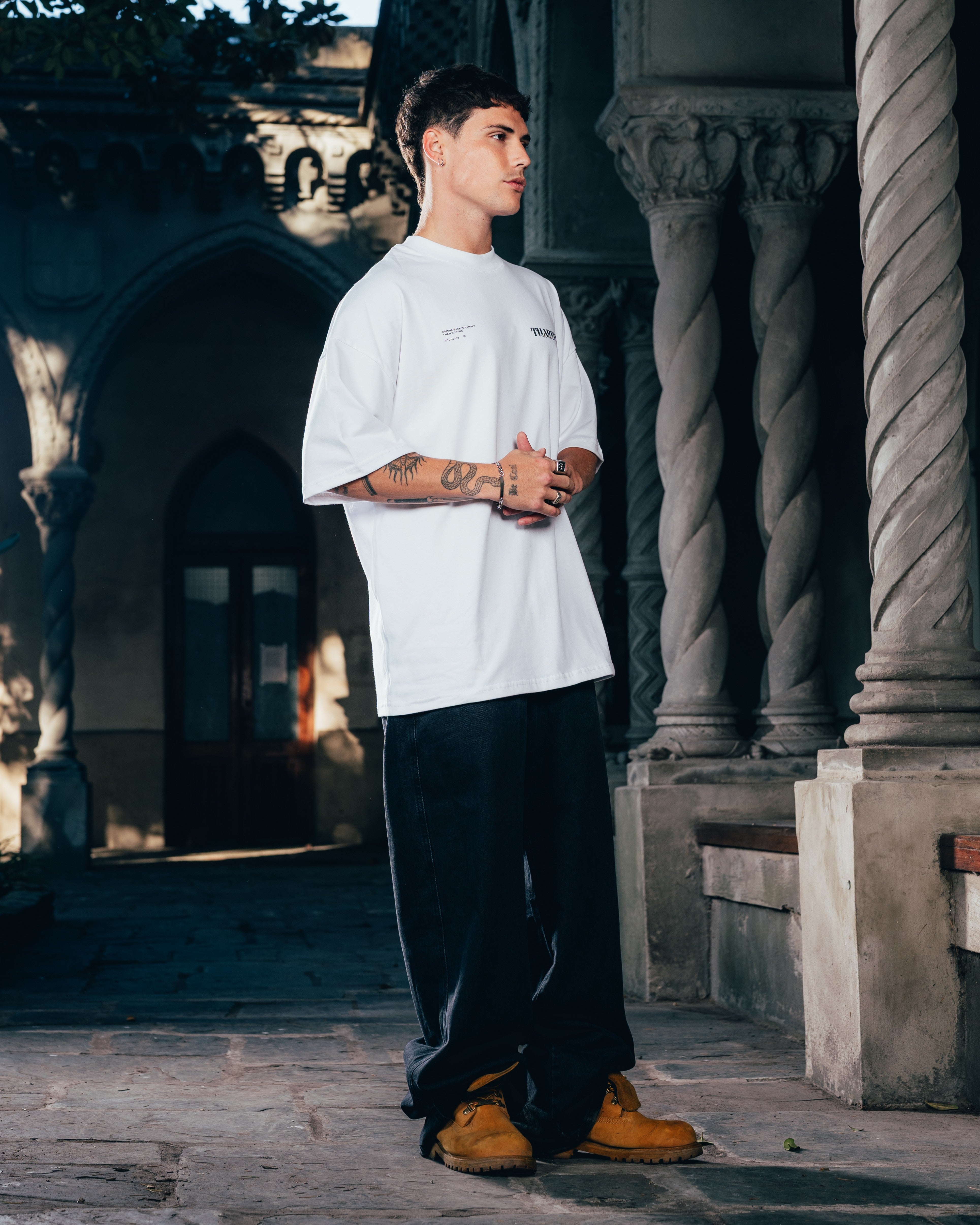 REMERA OVERSIZED [ WARRIOR ] SNAKE WHITE