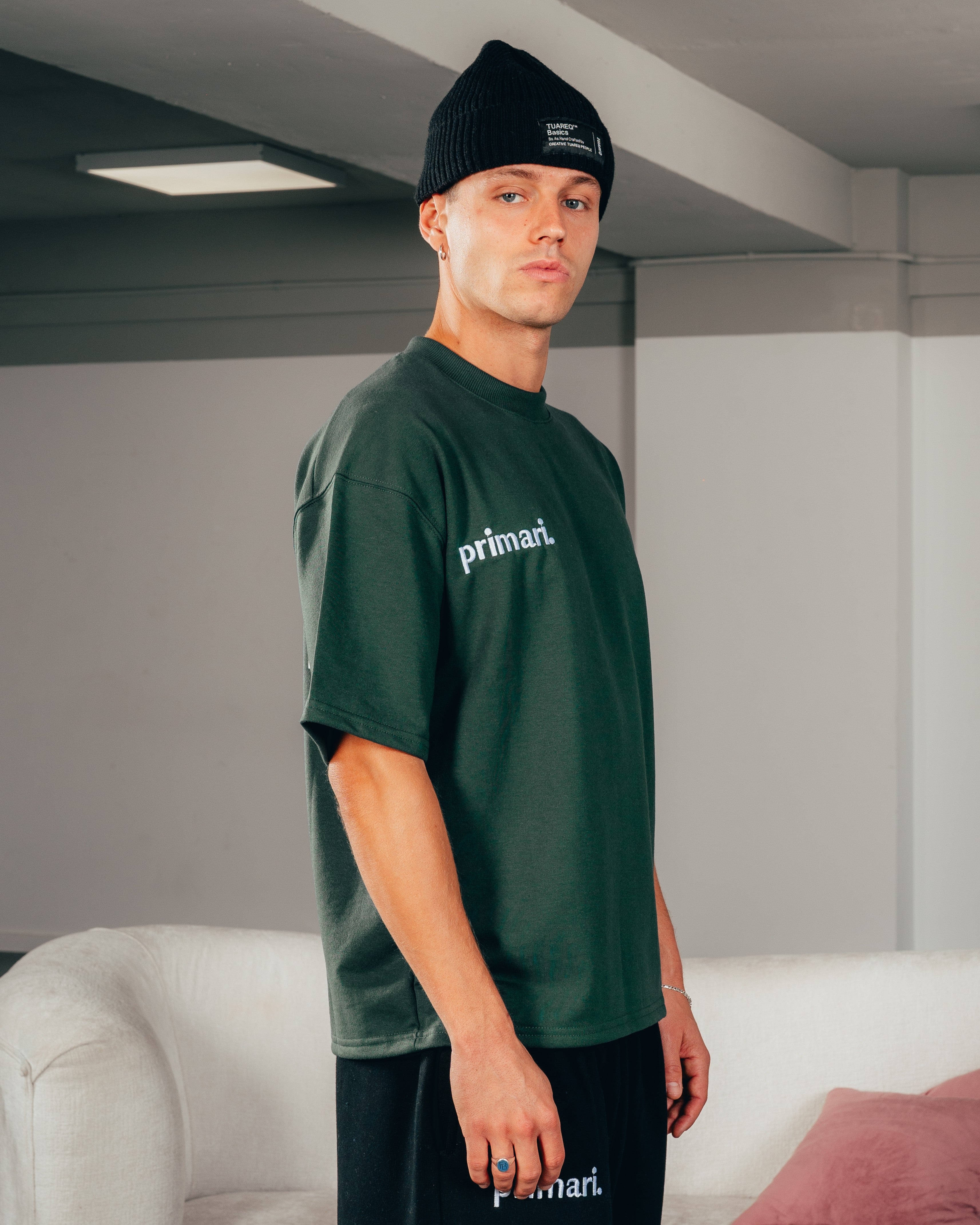 REMERA EXTRA PESADA SEMIOVER LETTER [ PRIMARI ] GREEN