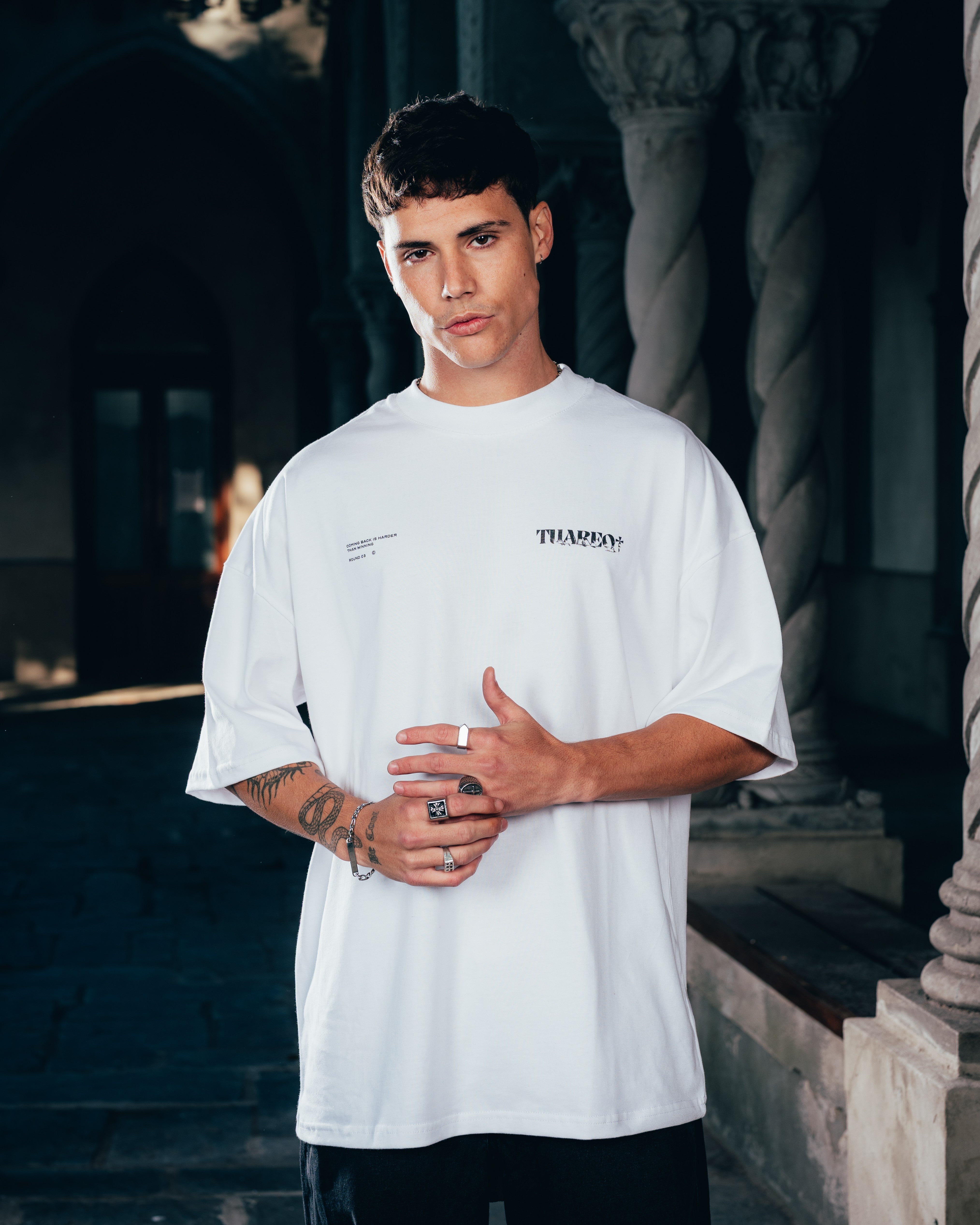 REMERA OVERSIZED [ WARRIOR ] SNAKE WHITE