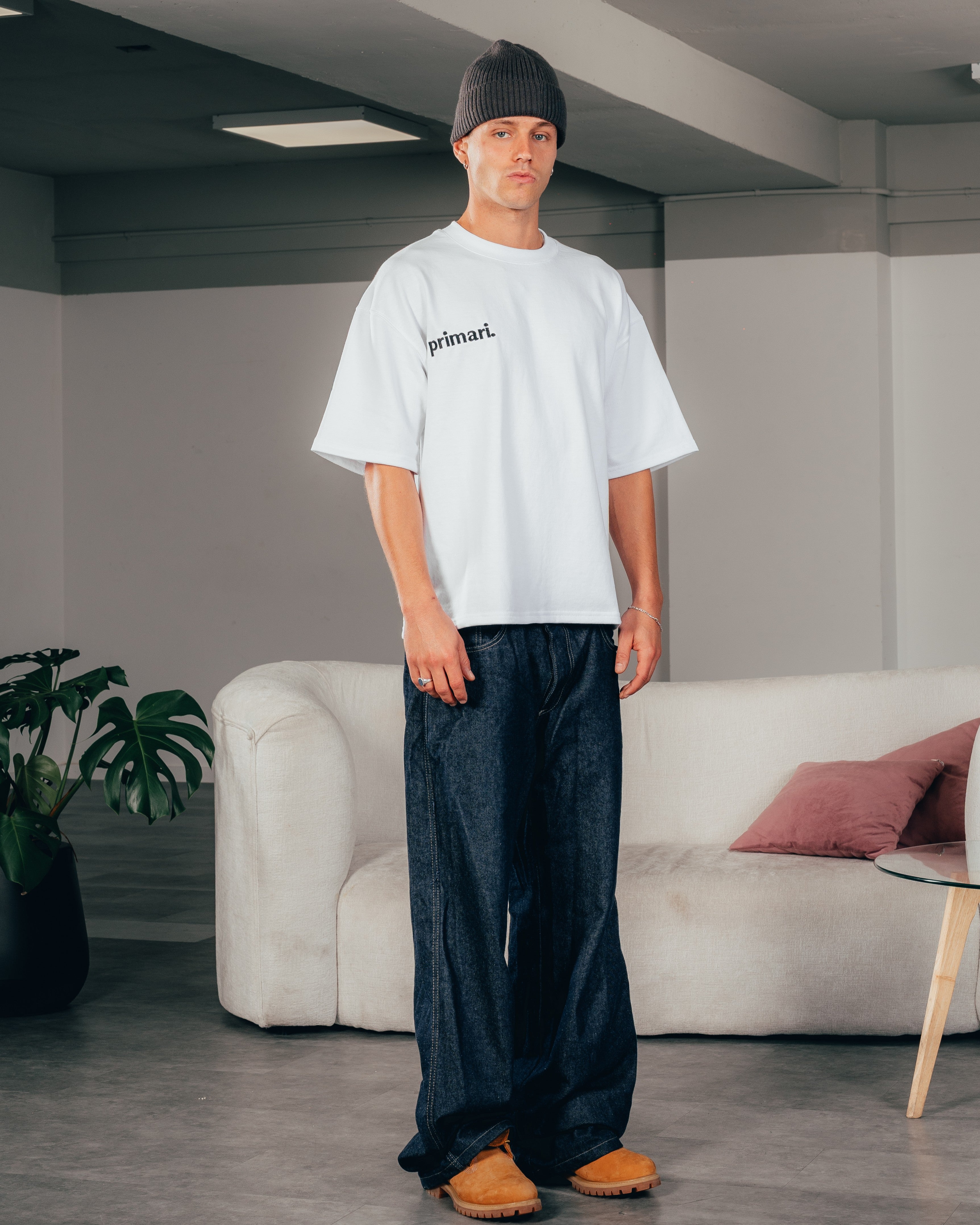 REMERA EXTRA PESADA SEMIOVER LETTER [ PRIMARI ] WHITE