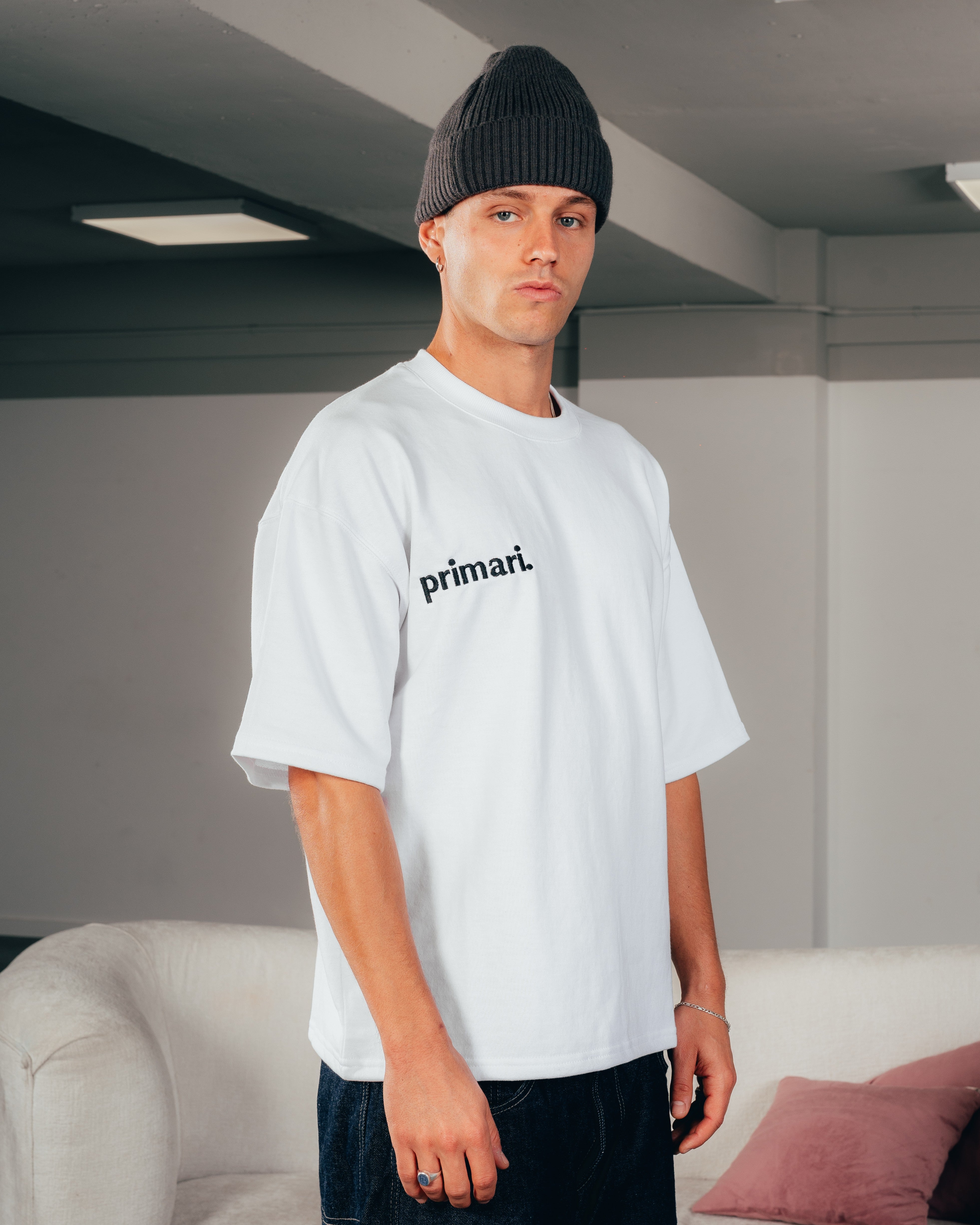 REMERA EXTRA PESADA SEMIOVER LETTER [ PRIMARI ] WHITE