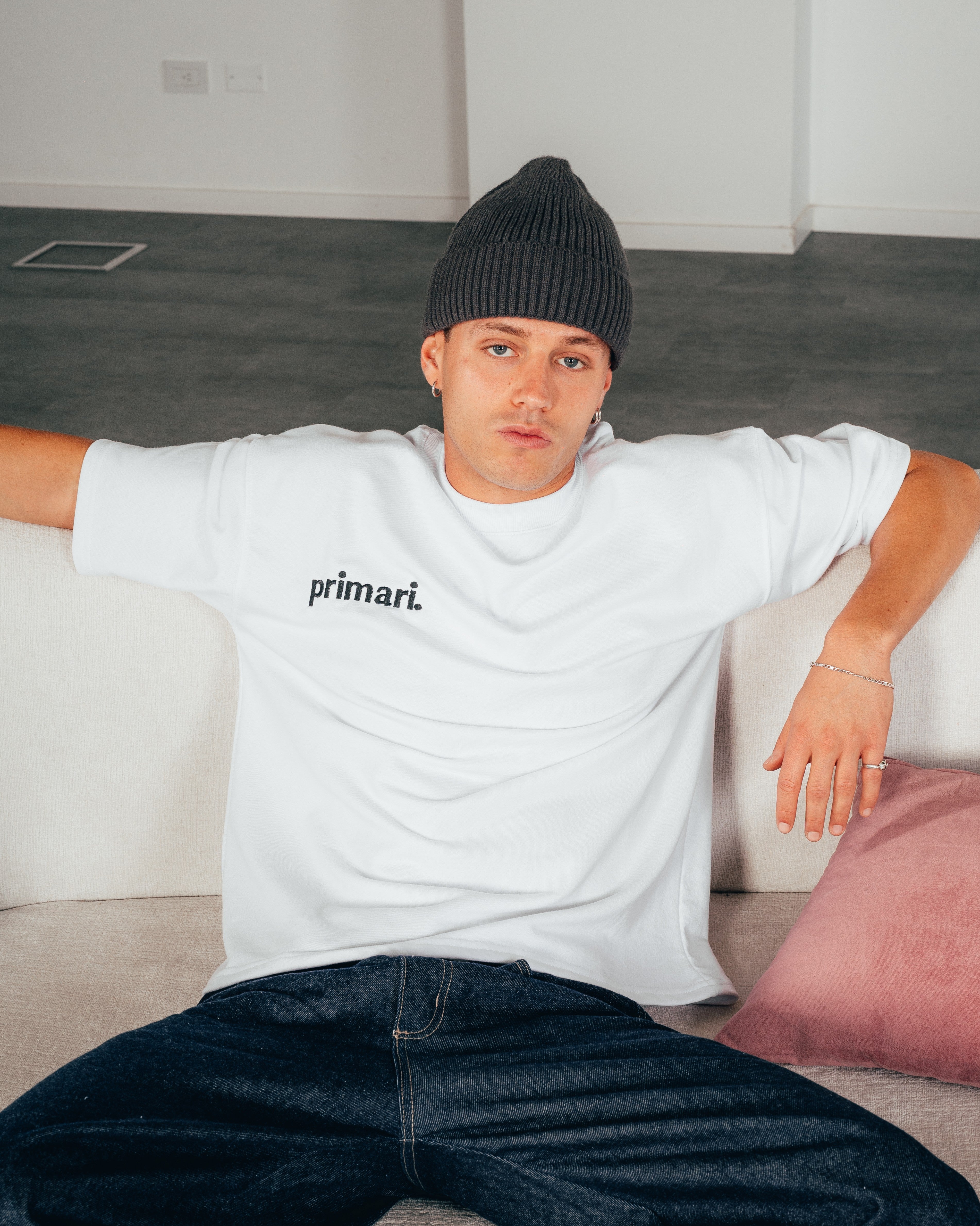 REMERA EXTRA PESADA SEMIOVER LETTER [ PRIMARI ] WHITE