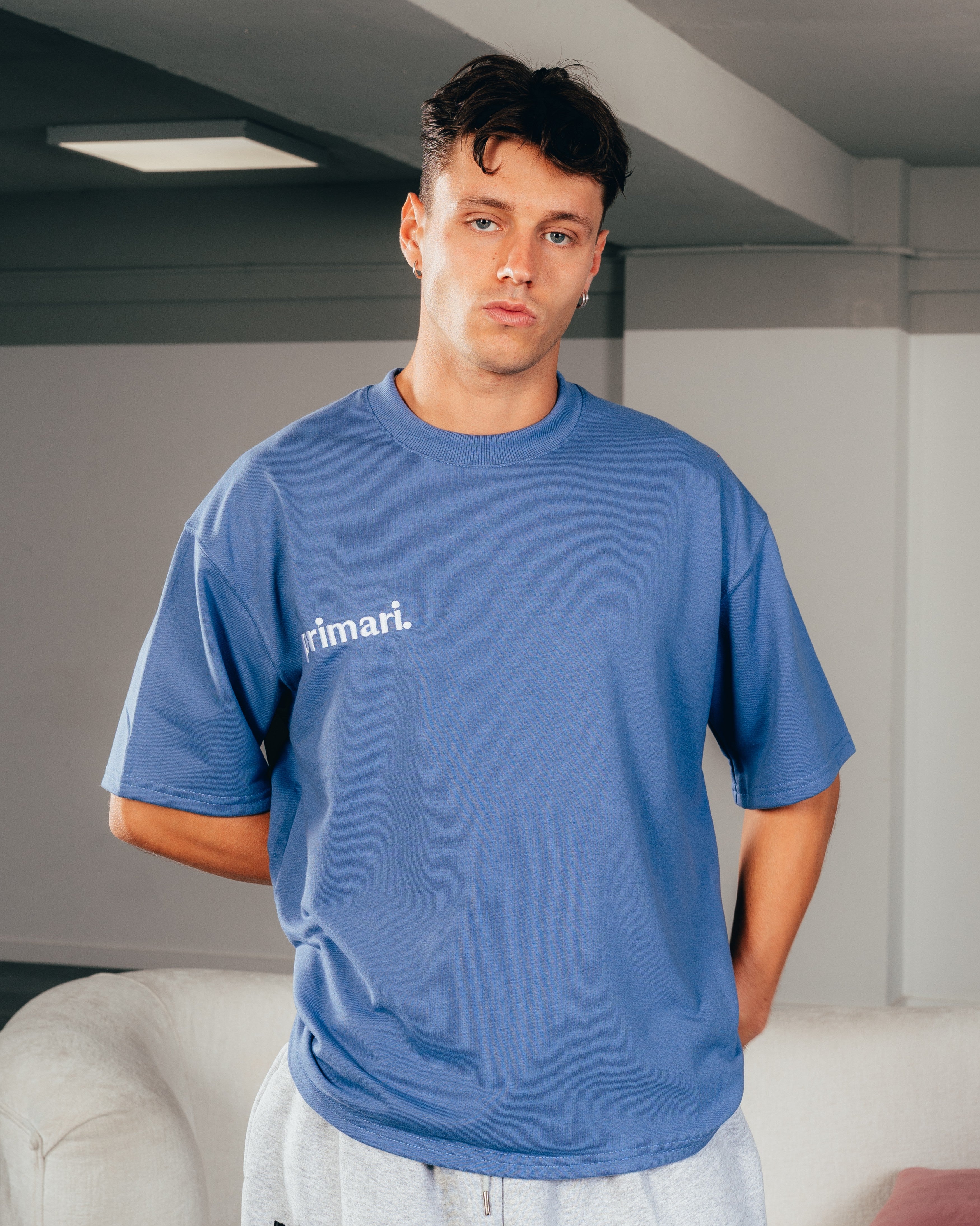 REMERA EXTRA PESADA SEMIOVER LETTER [ PRIMARI ] NAVY BLUE