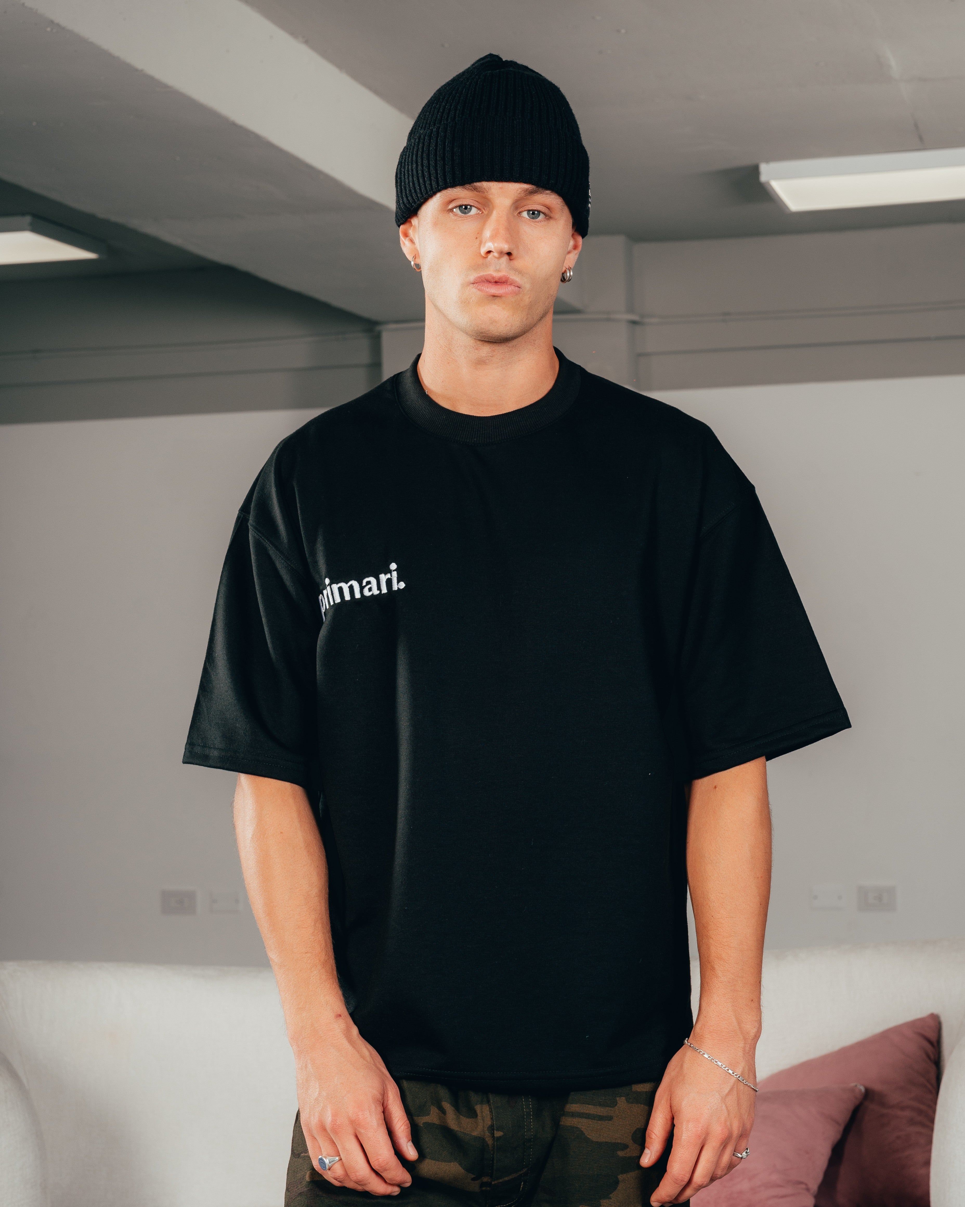 REMERA EXTRA PESADA SEMIOVER LETTER [ PRIMARI ] BLACK