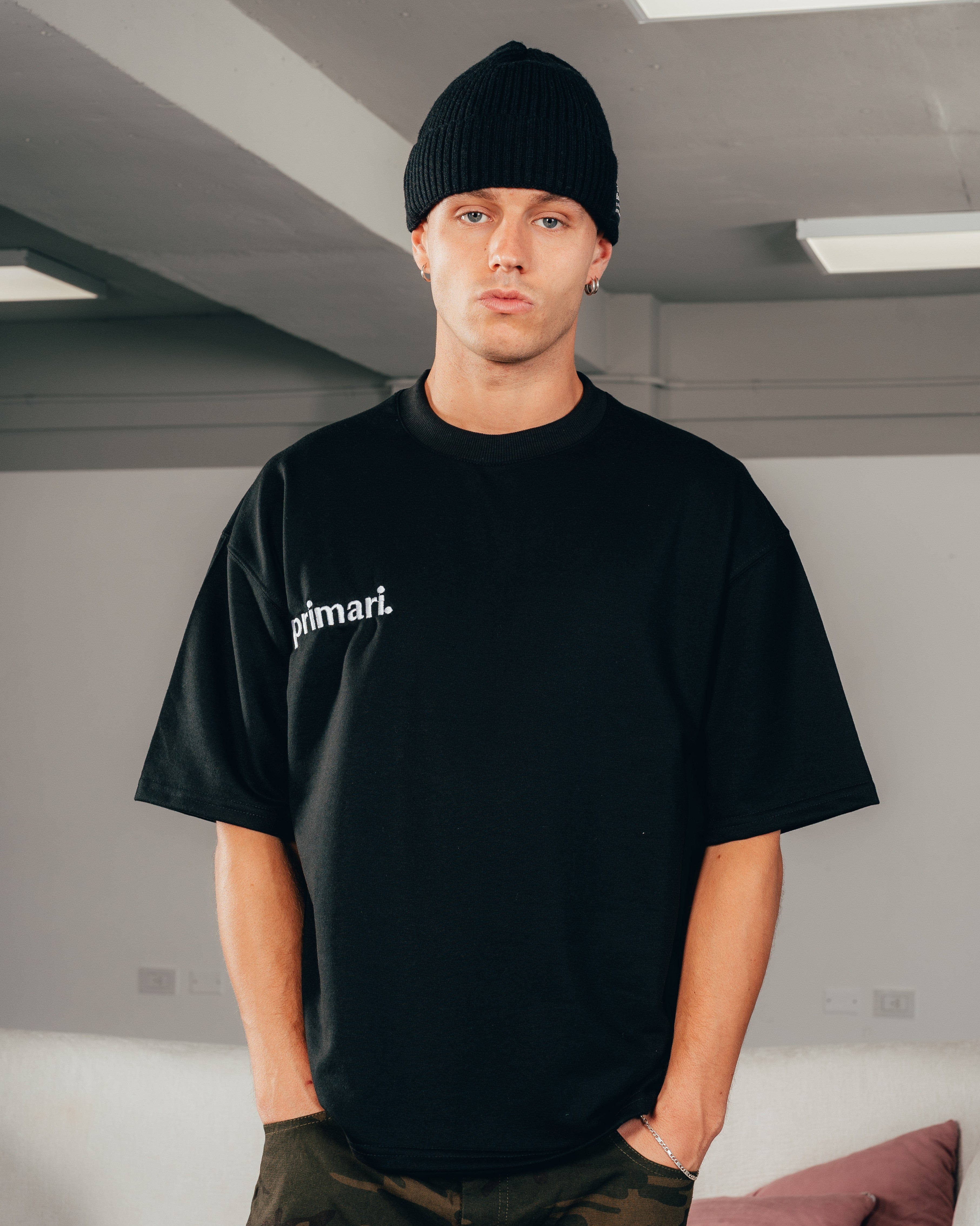 REMERA EXTRA PESADA SEMIOVER LETTER [ PRIMARI ] BLACK