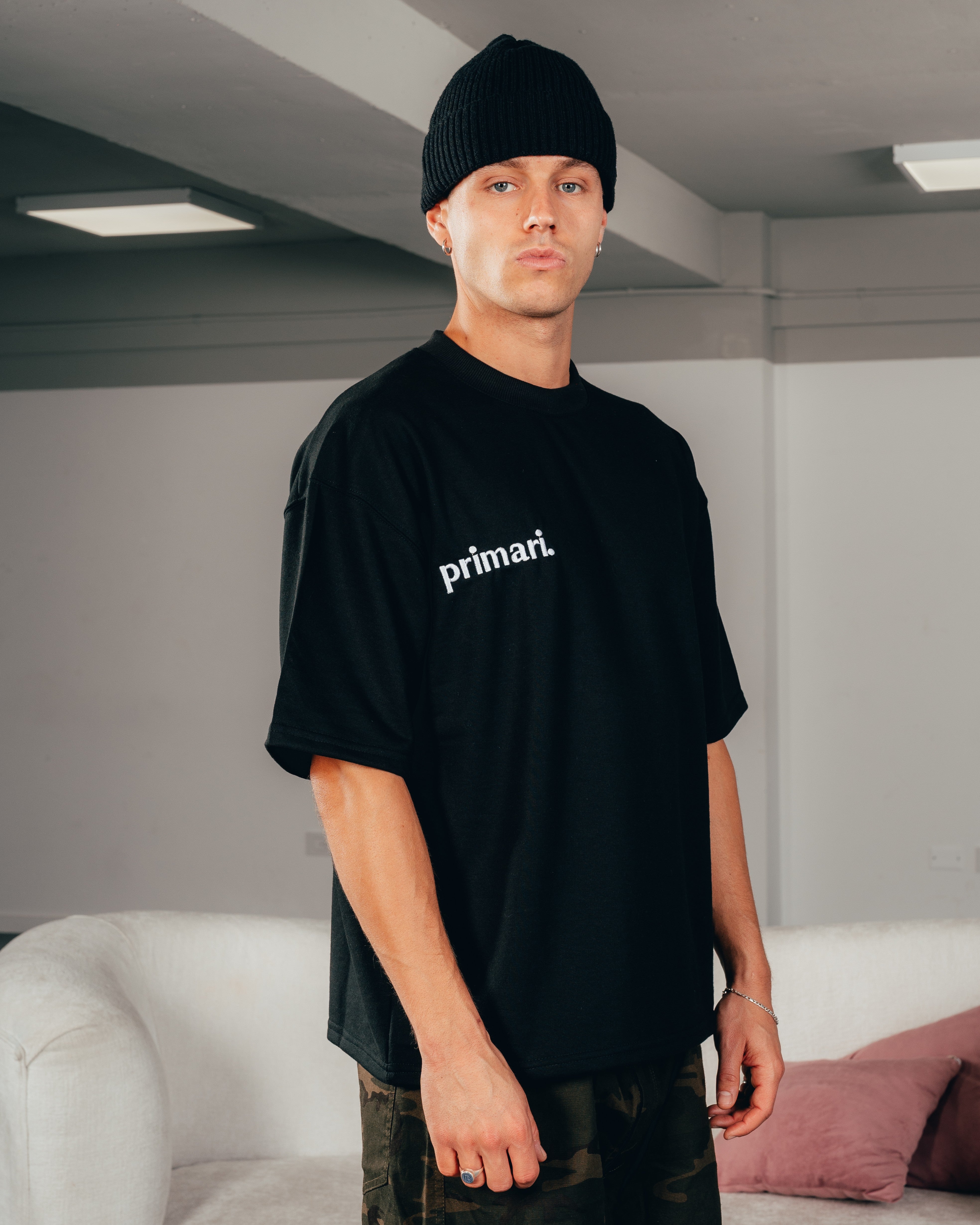 REMERA EXTRA PESADA SEMIOVER LETTER [ PRIMARI ] BLACK