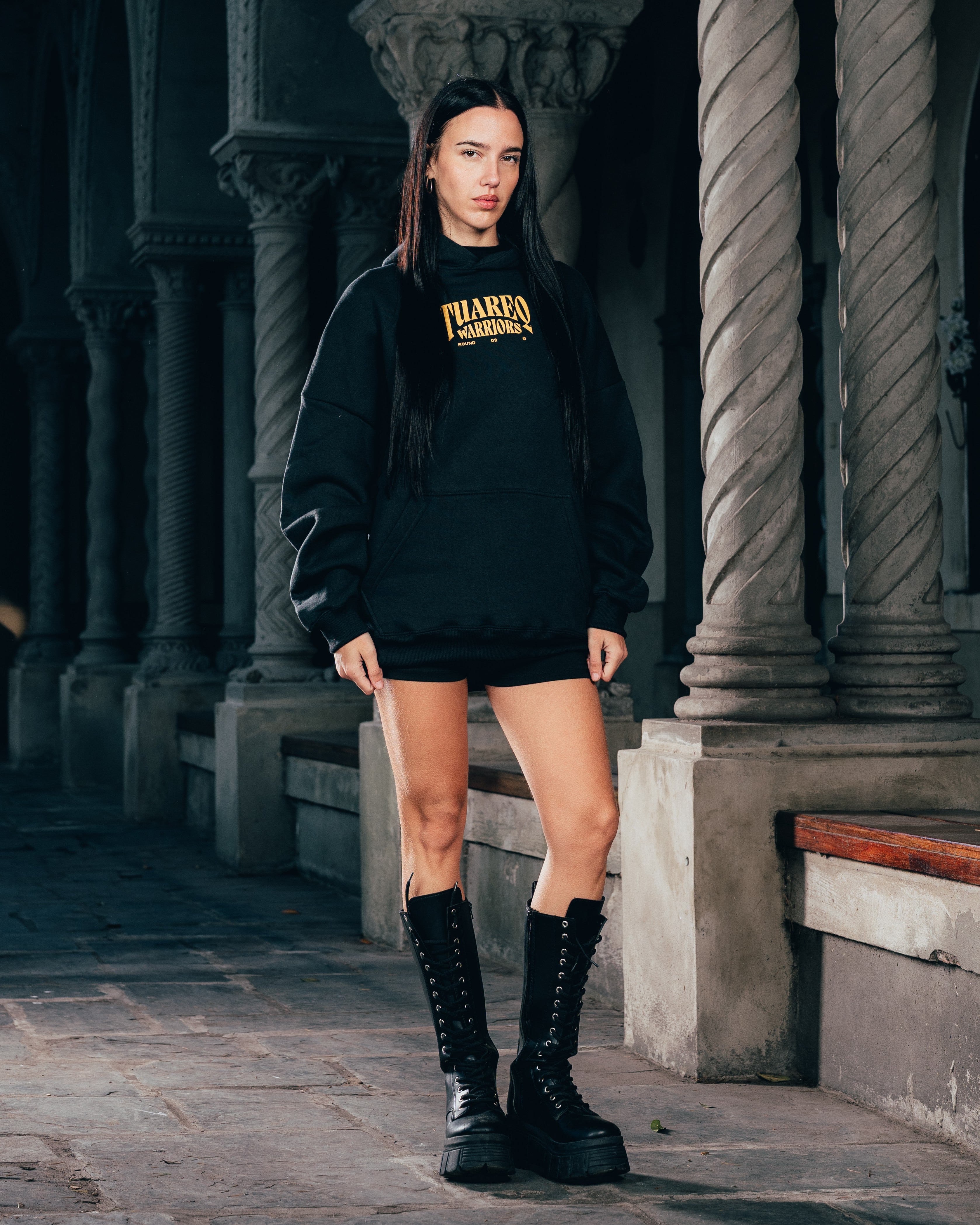 HOODIE [ WARRIOR ] DAGA BLACK