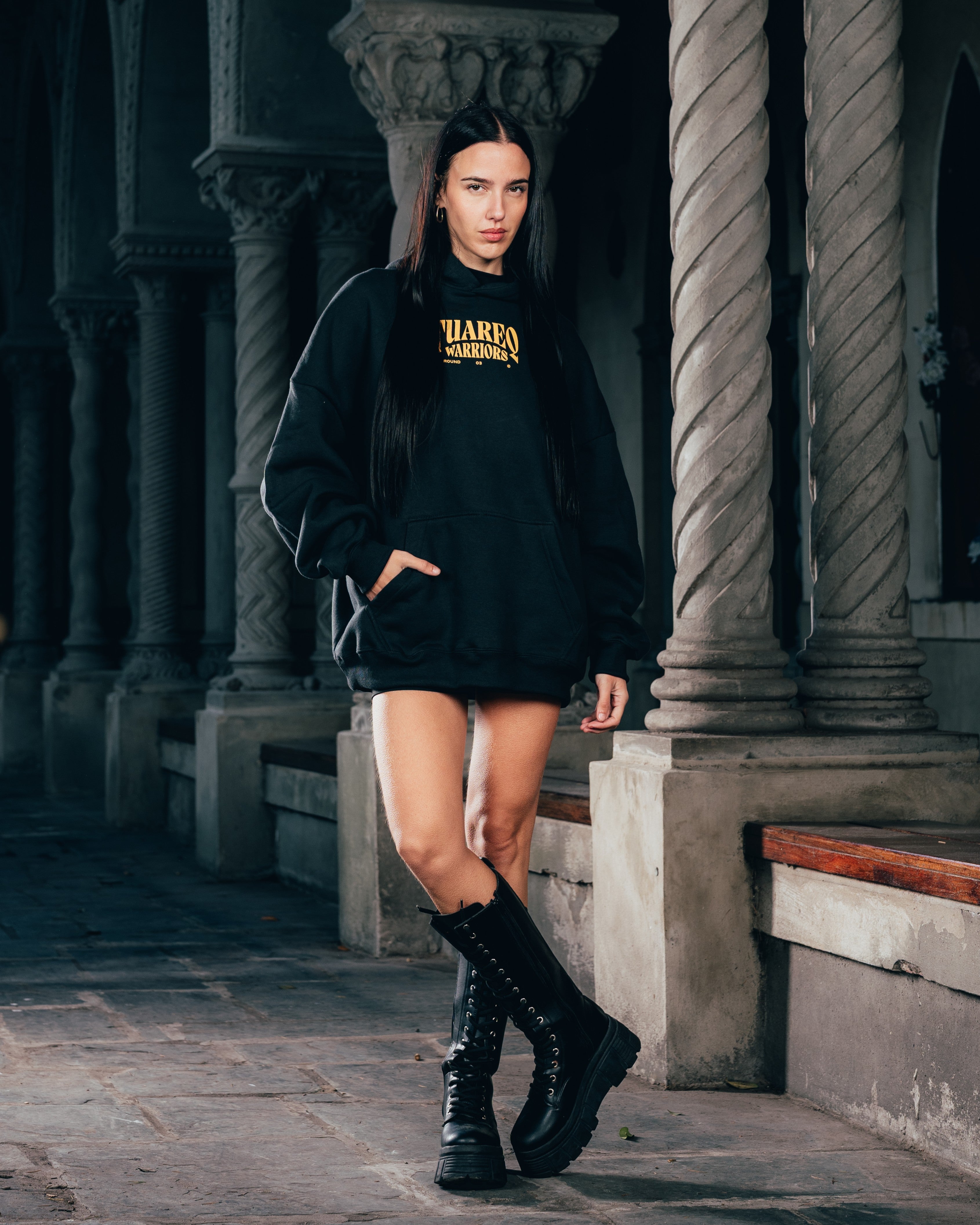 HOODIE [ WARRIOR ] DAGA BLACK