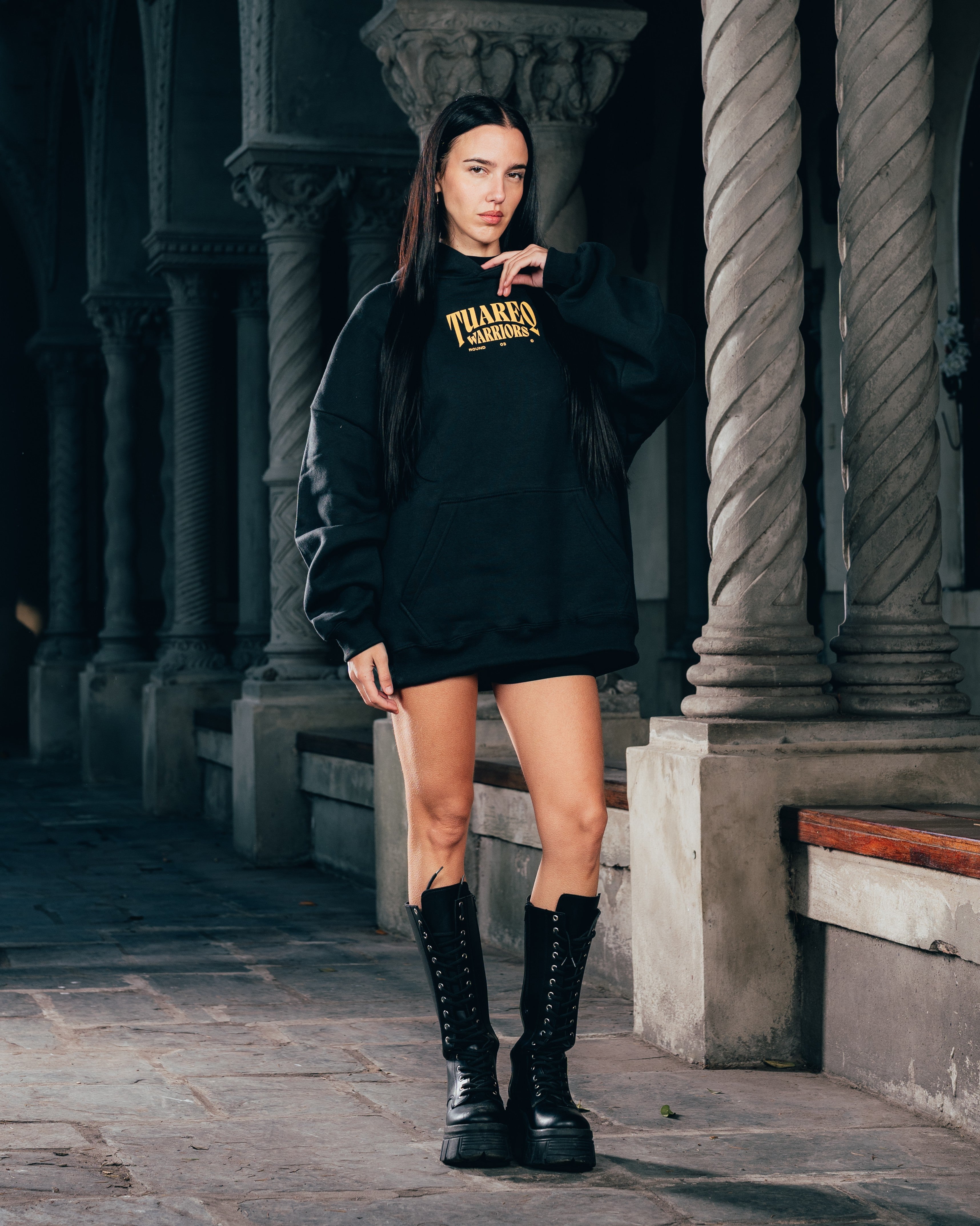 HOODIE [ WARRIOR ] DAGA BLACK