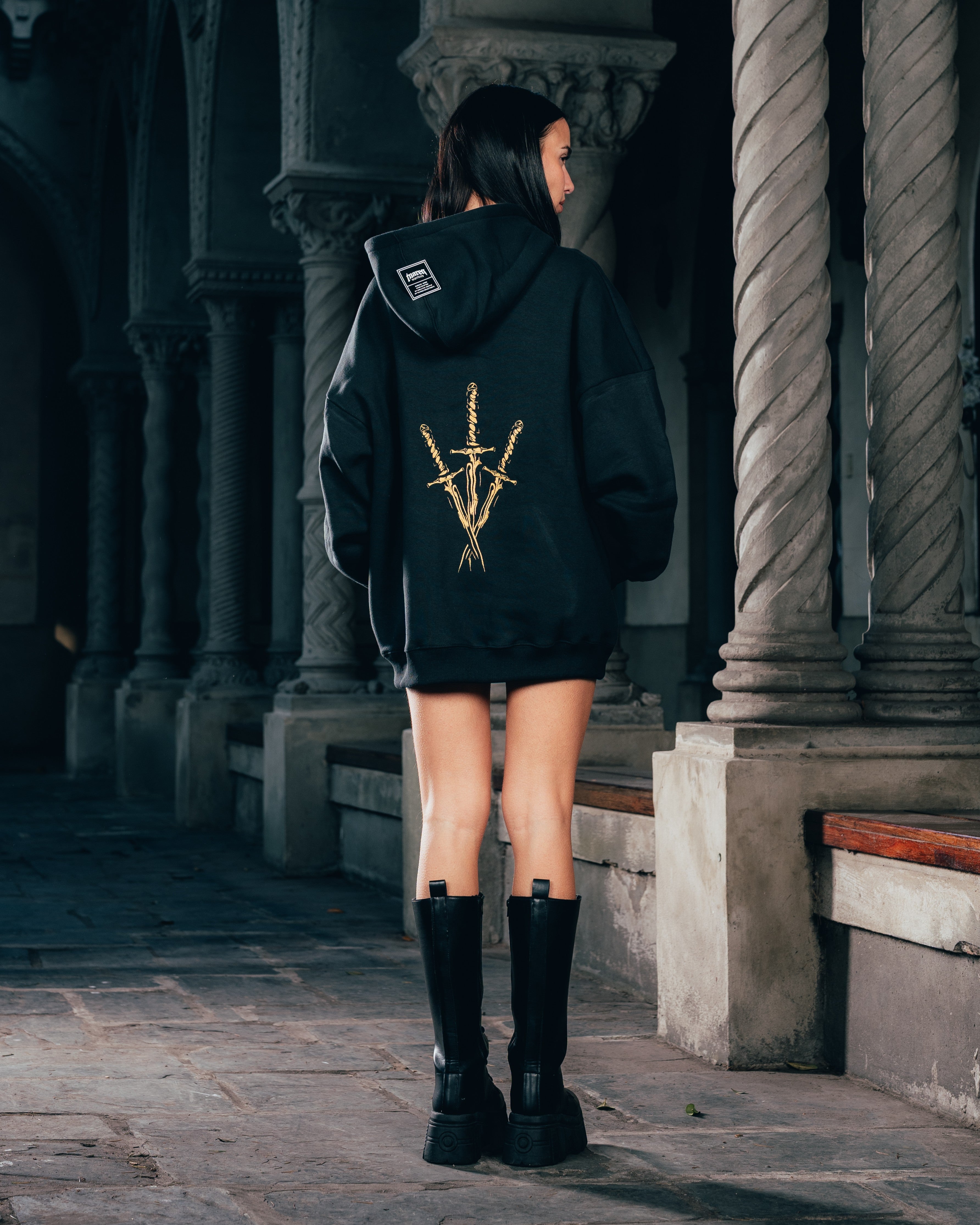 HOODIE [ WARRIOR ] DAGA BLACK
