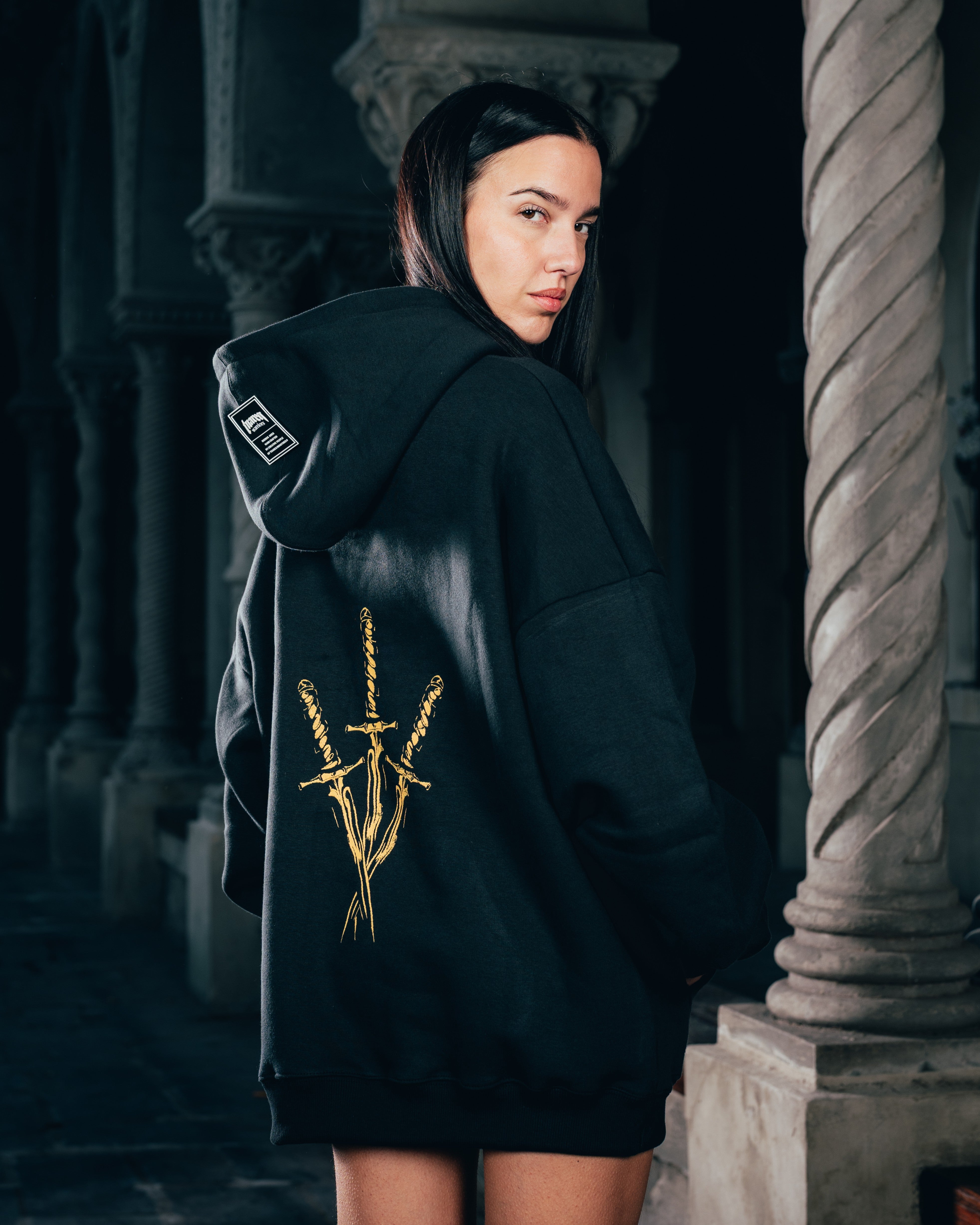 HOODIE [ WARRIOR ] DAGA BLACK