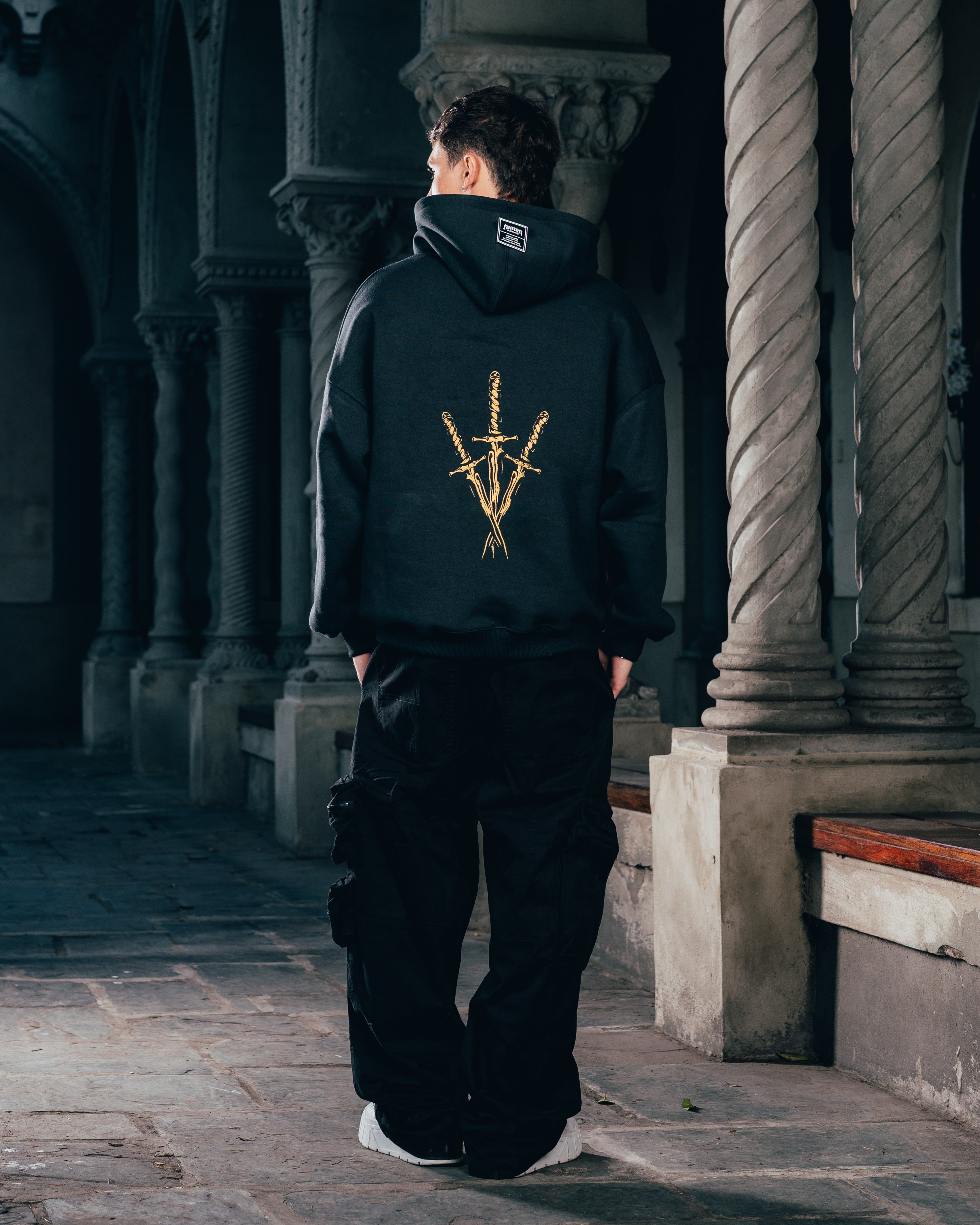 HOODIE [ WARRIOR ] DAGA BLACK