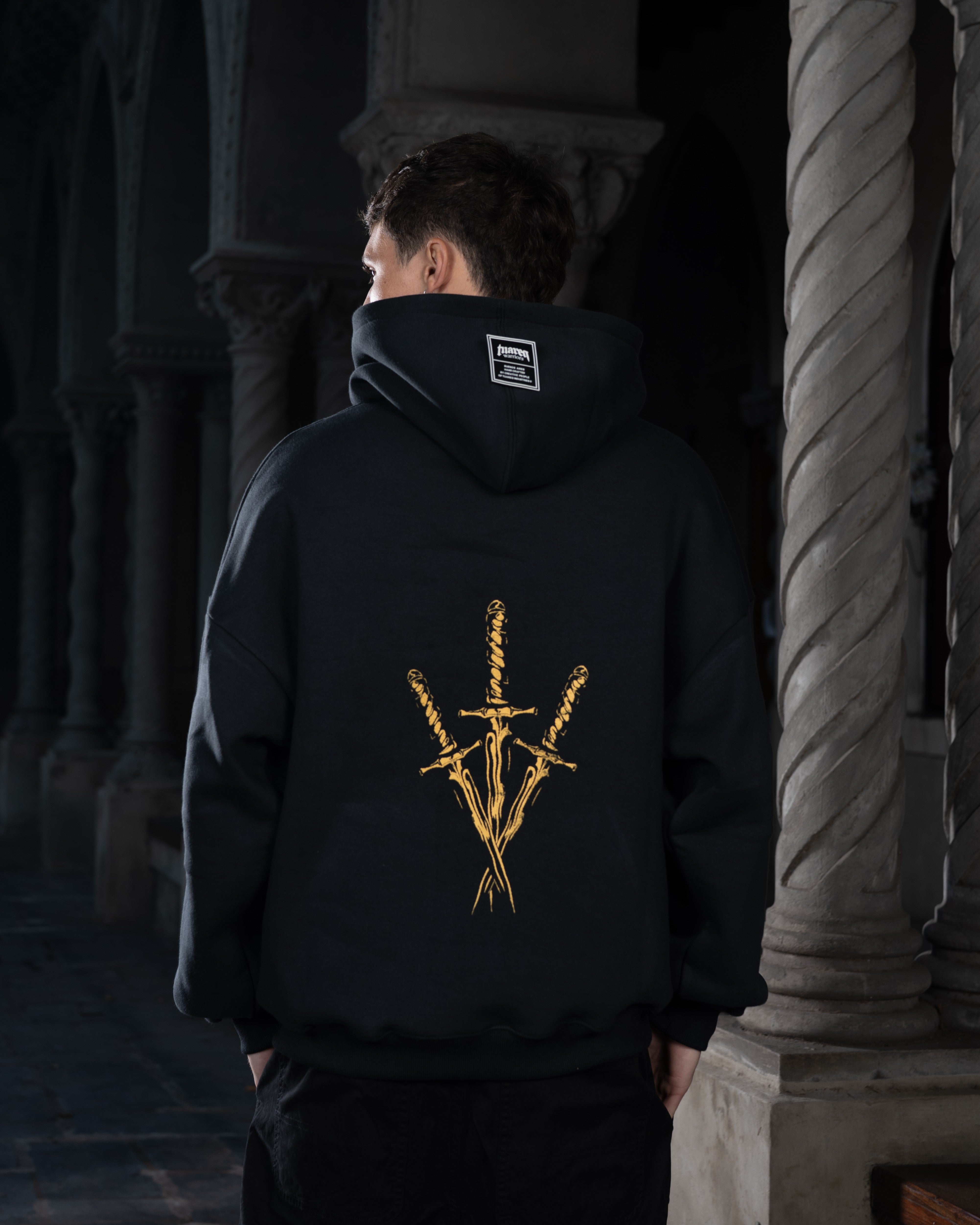 HOODIE [ WARRIOR ] DAGA BLACK