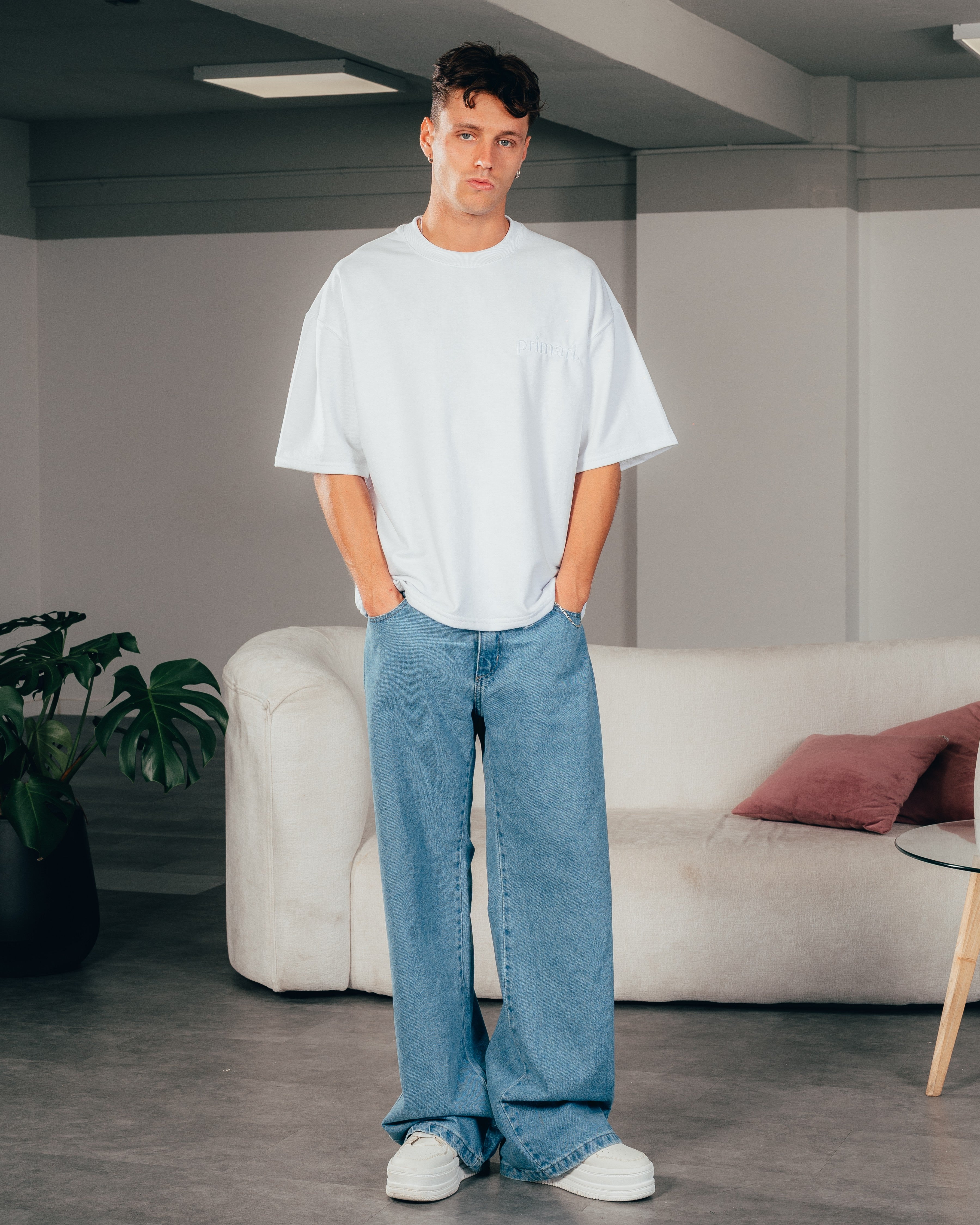 REMERA EXTRA PESADA SEMIOVER [ PRIMARI ] SIMPLE WHITE