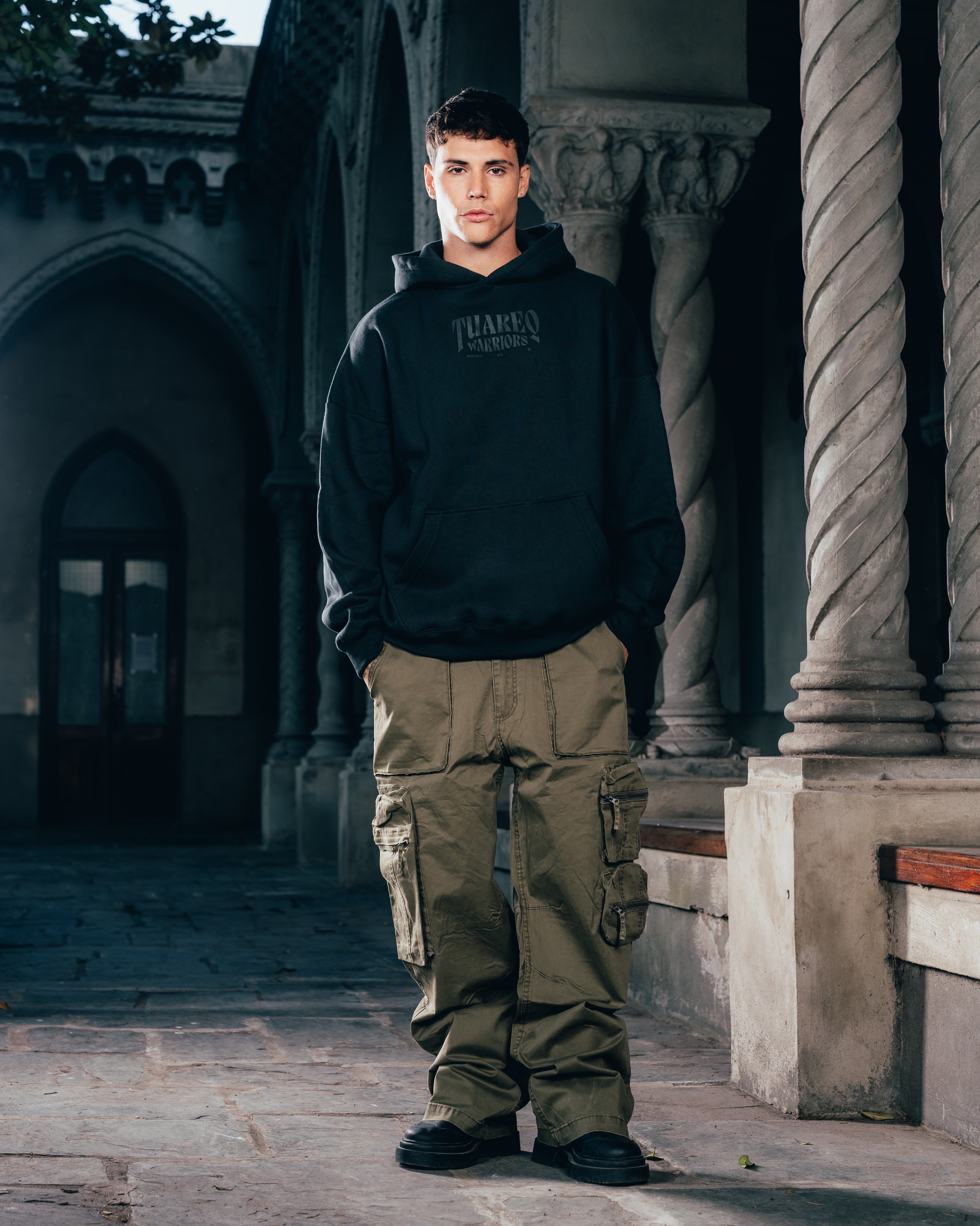 HOODIE [ WARRIOR ] DAGA 2BLE BLACK