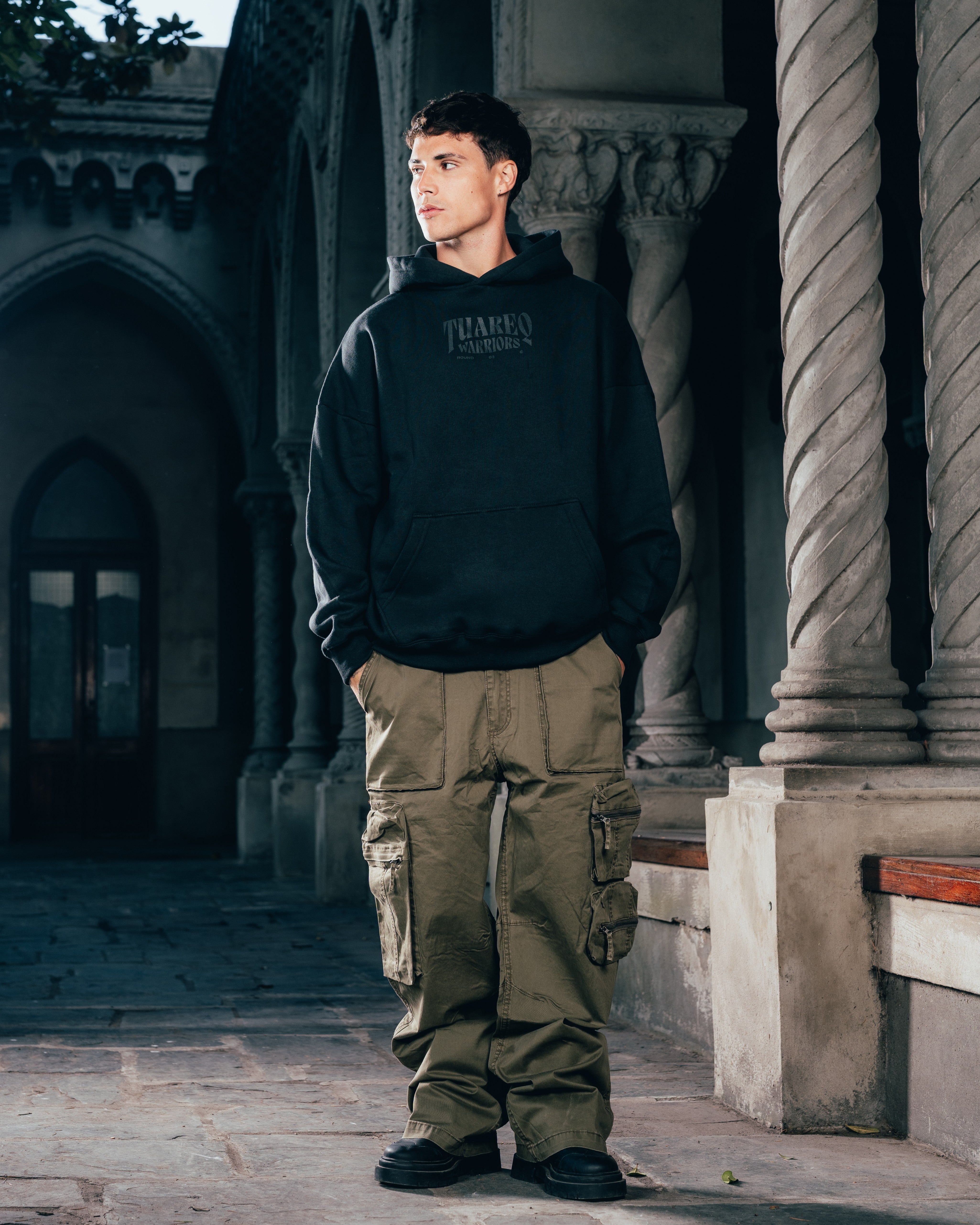HOODIE [ WARRIOR ] DAGA 2BLE BLACK