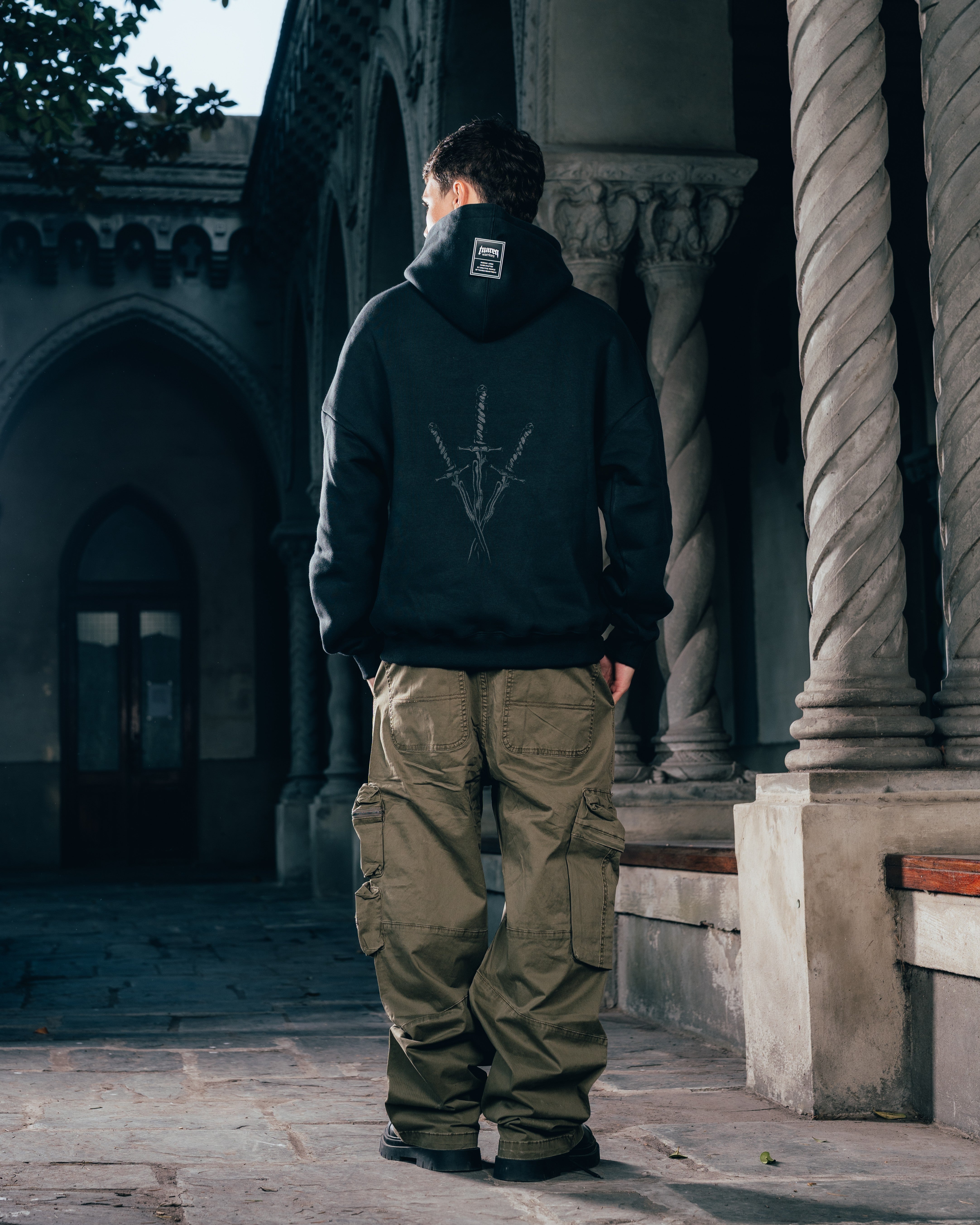 HOODIE [ WARRIOR ] DAGA 2BLE BLACK