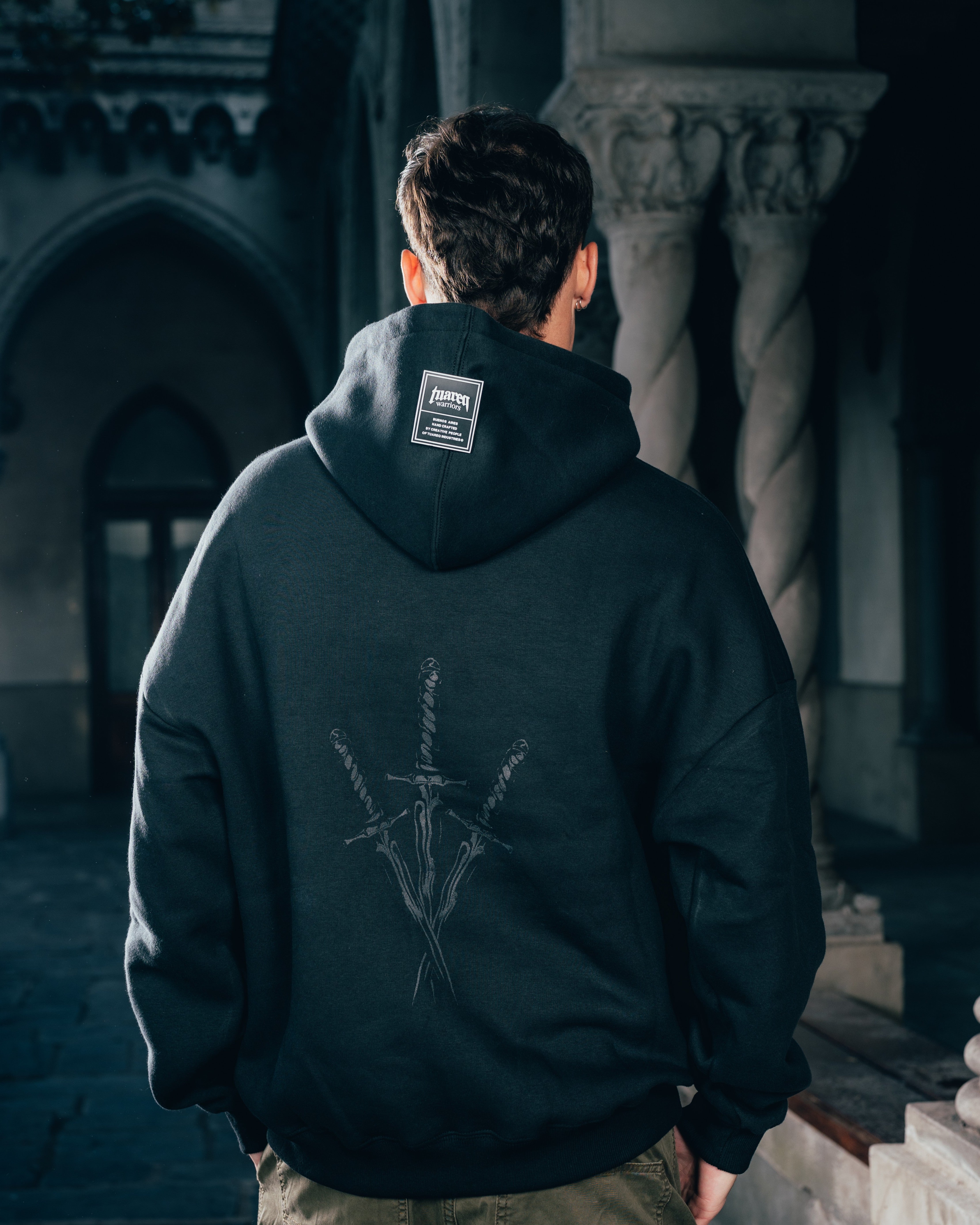 HOODIE [ WARRIOR ] DAGA 2BLE BLACK