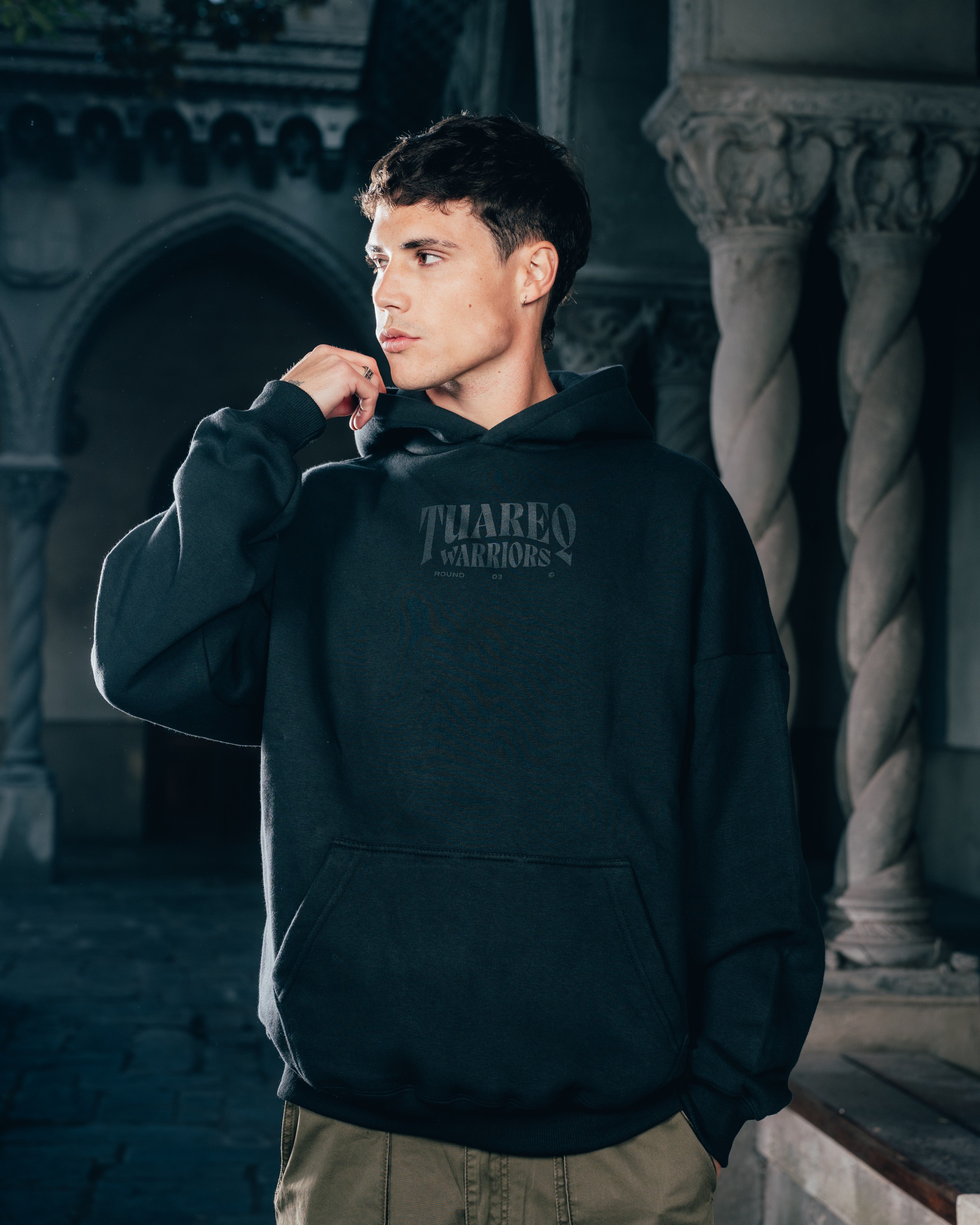 HOODIE [ WARRIOR ] DAGA 2BLE BLACK