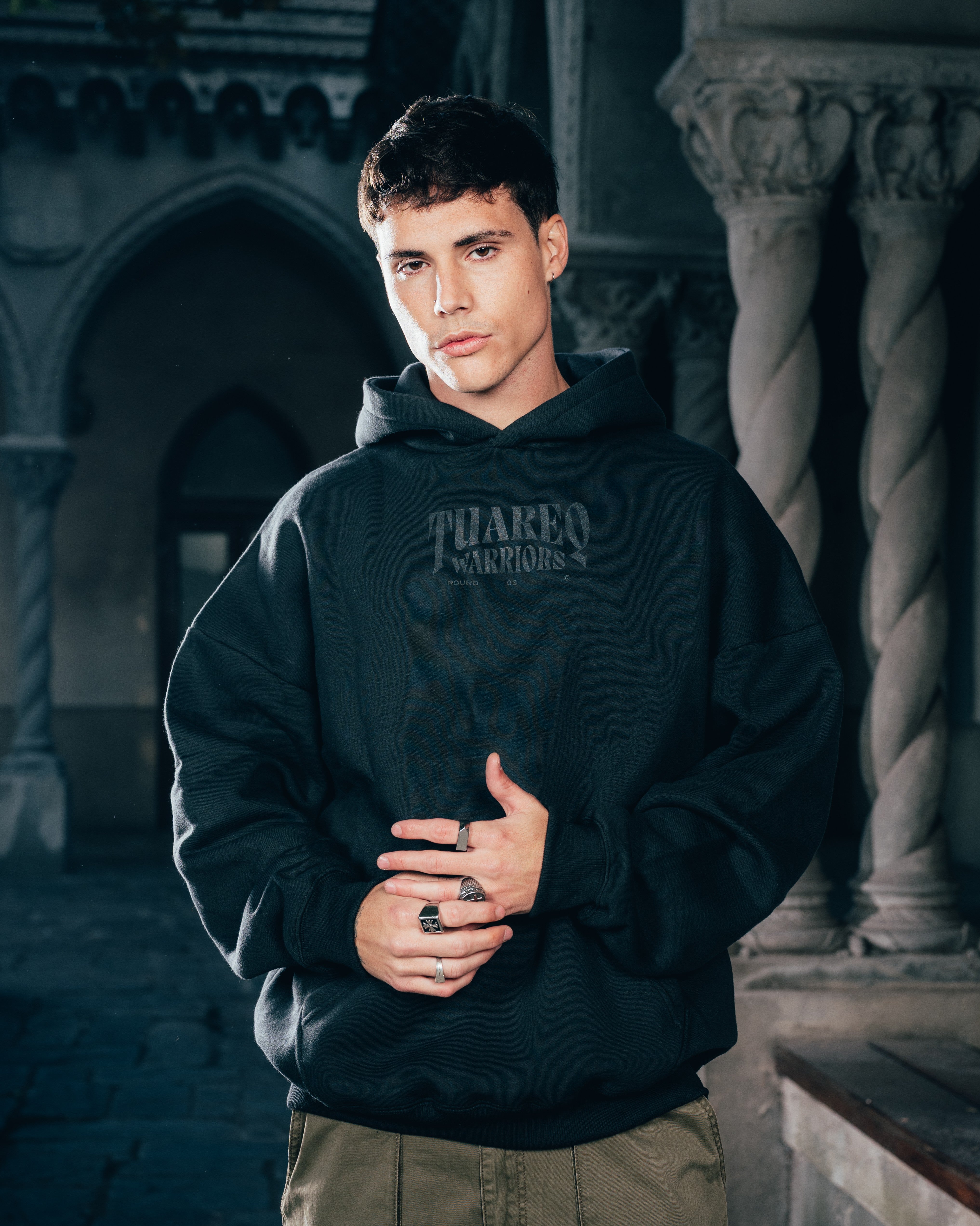 HOODIE [ WARRIOR ] DAGA 2BLE BLACK