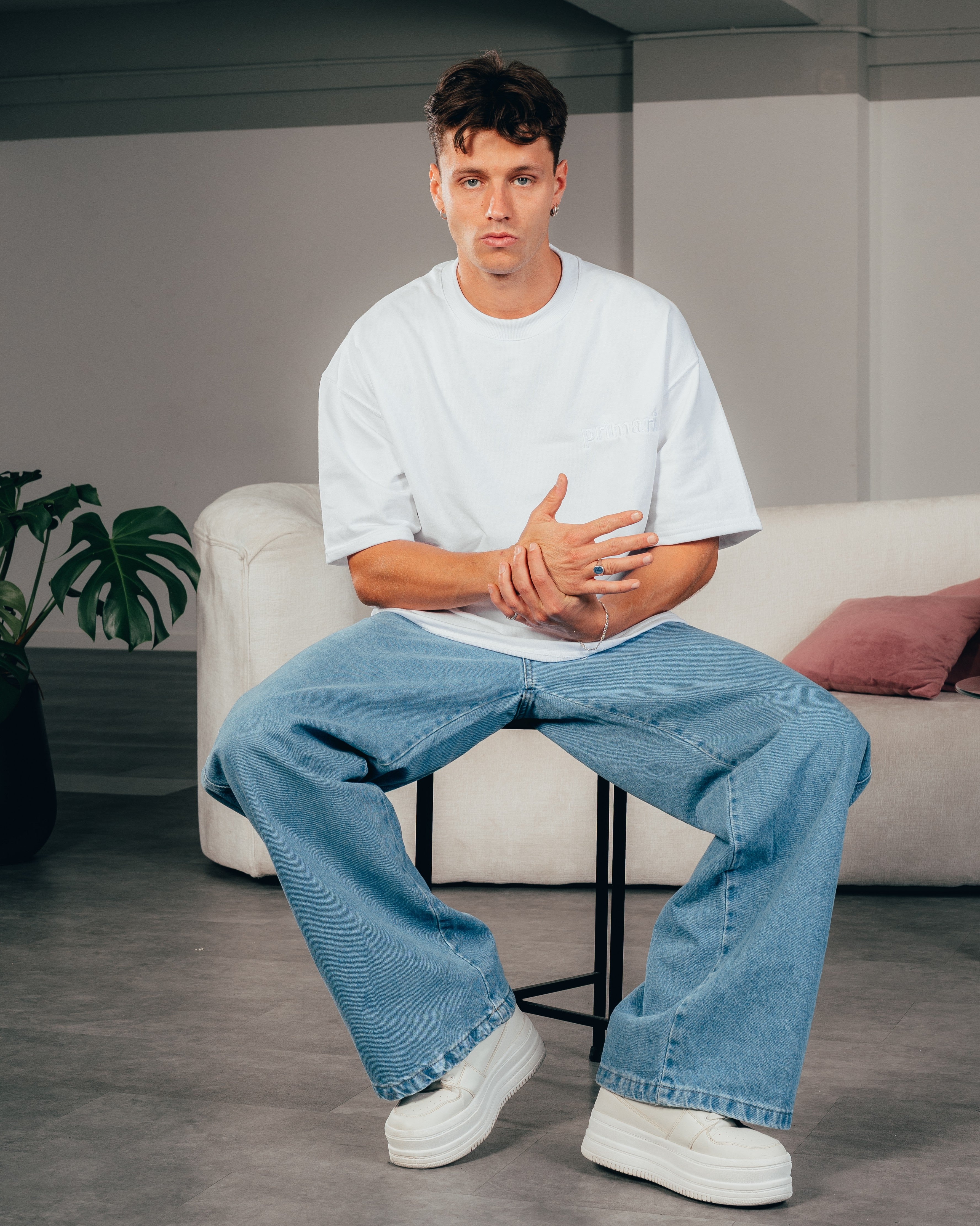 REMERA EXTRA PESADA SEMIOVER [ PRIMARI ] SIMPLE WHITE