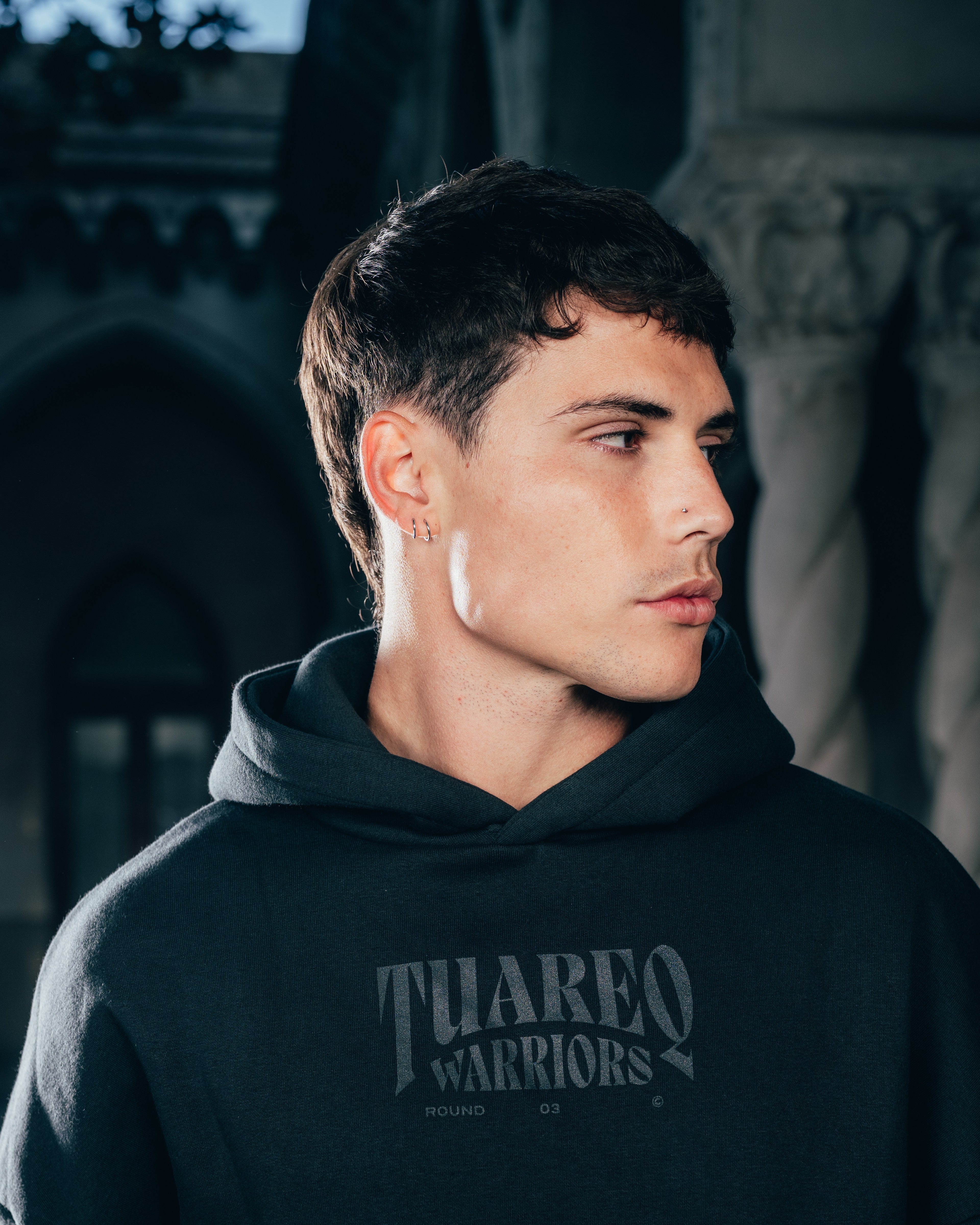 HOODIE [ WARRIOR ] DAGA 2BLE BLACK