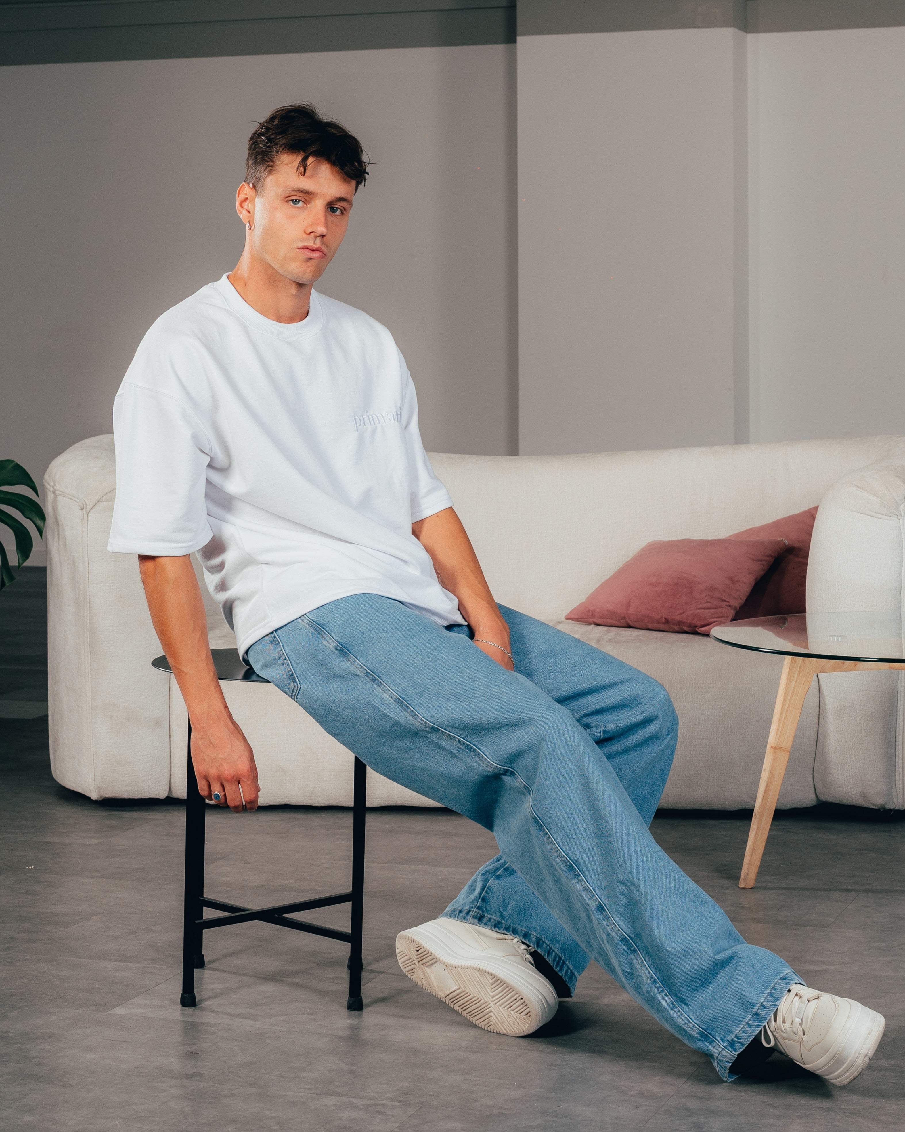 REMERA EXTRA PESADA SEMIOVER [ PRIMARI ] SIMPLE WHITE