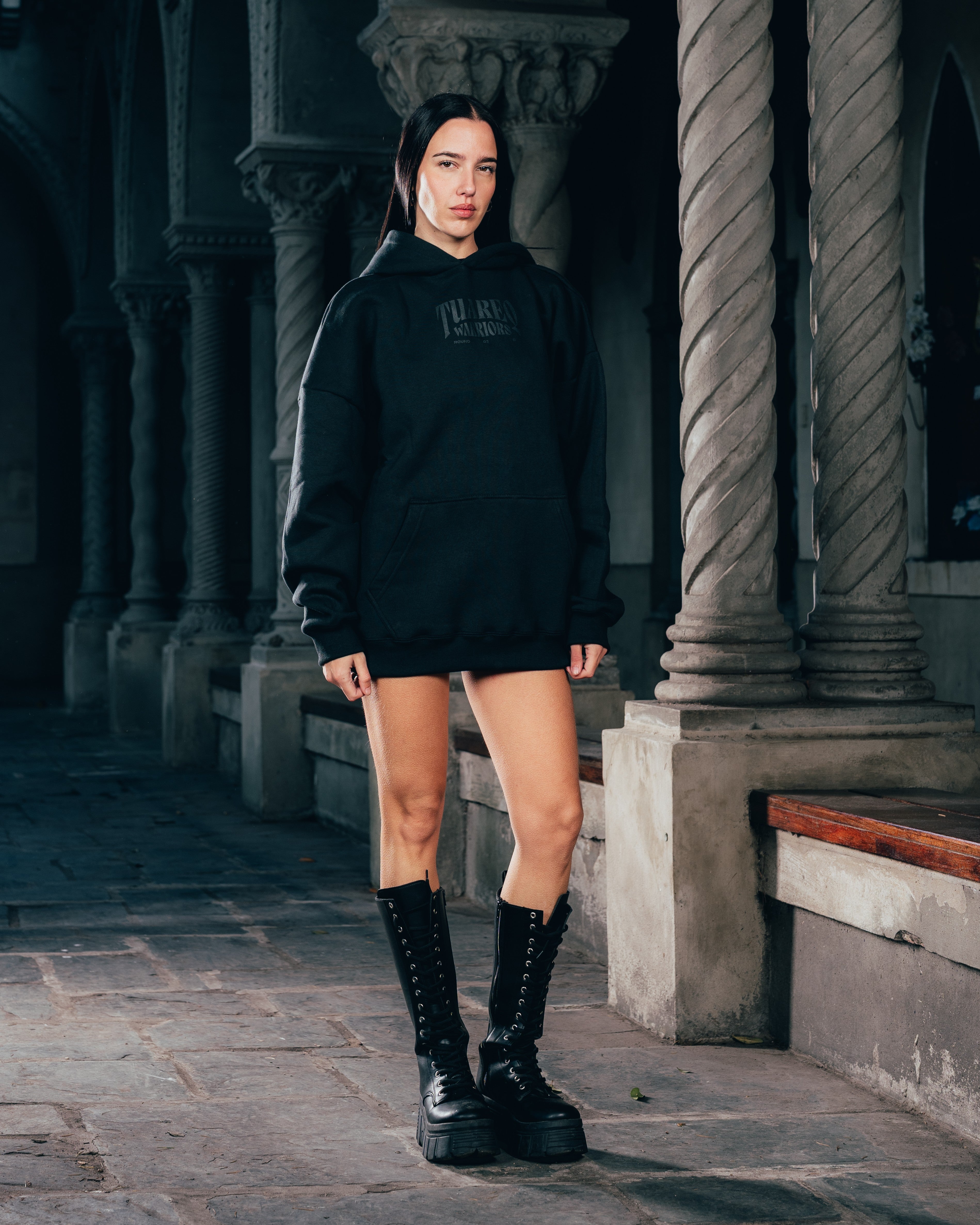 HOODIE [ WARRIOR ] DAGA 2BLE BLACK