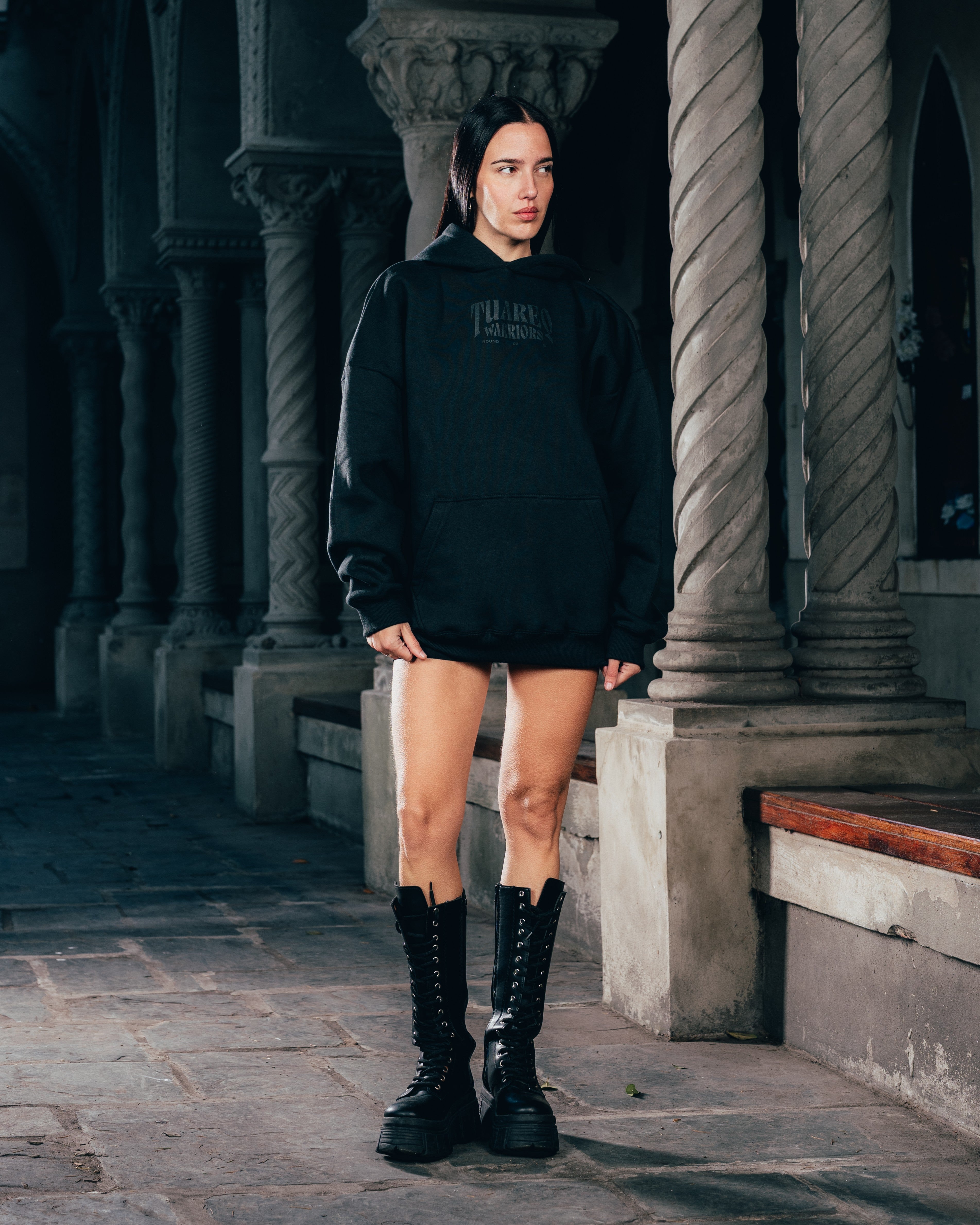 HOODIE [ WARRIOR ] DAGA 2BLE BLACK