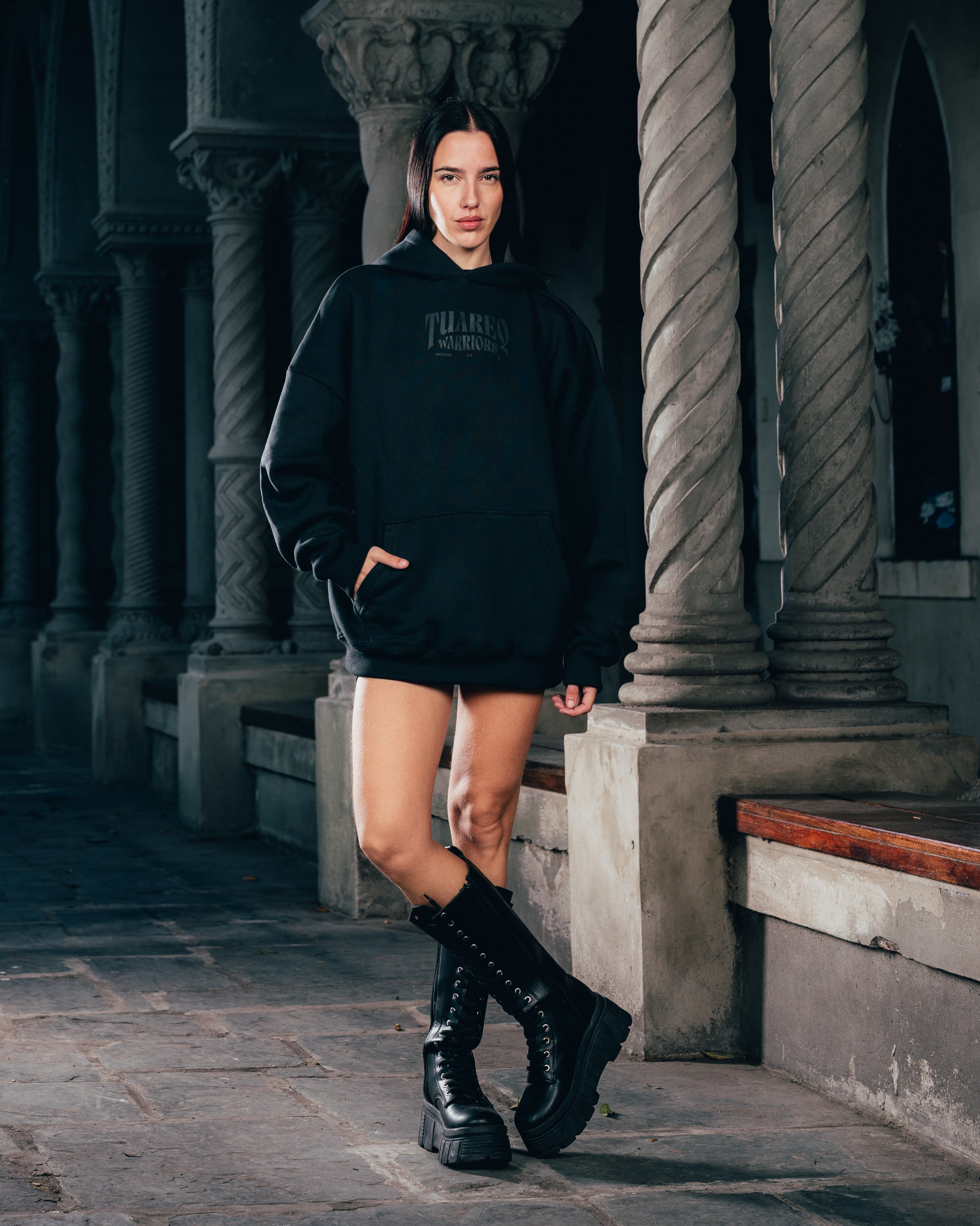 HOODIE [ WARRIOR ] DAGA 2BLE BLACK