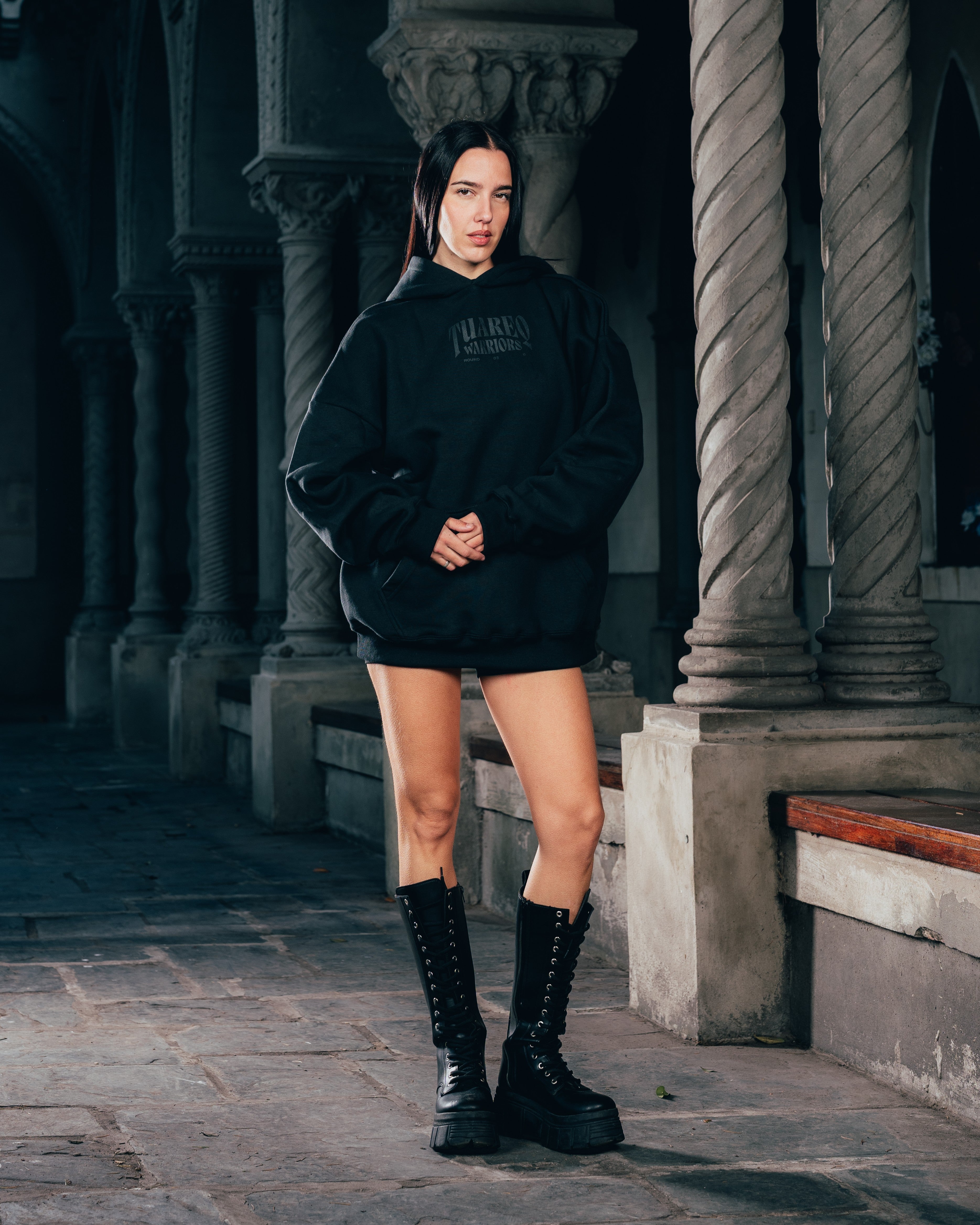 HOODIE [ WARRIOR ] DAGA 2BLE BLACK