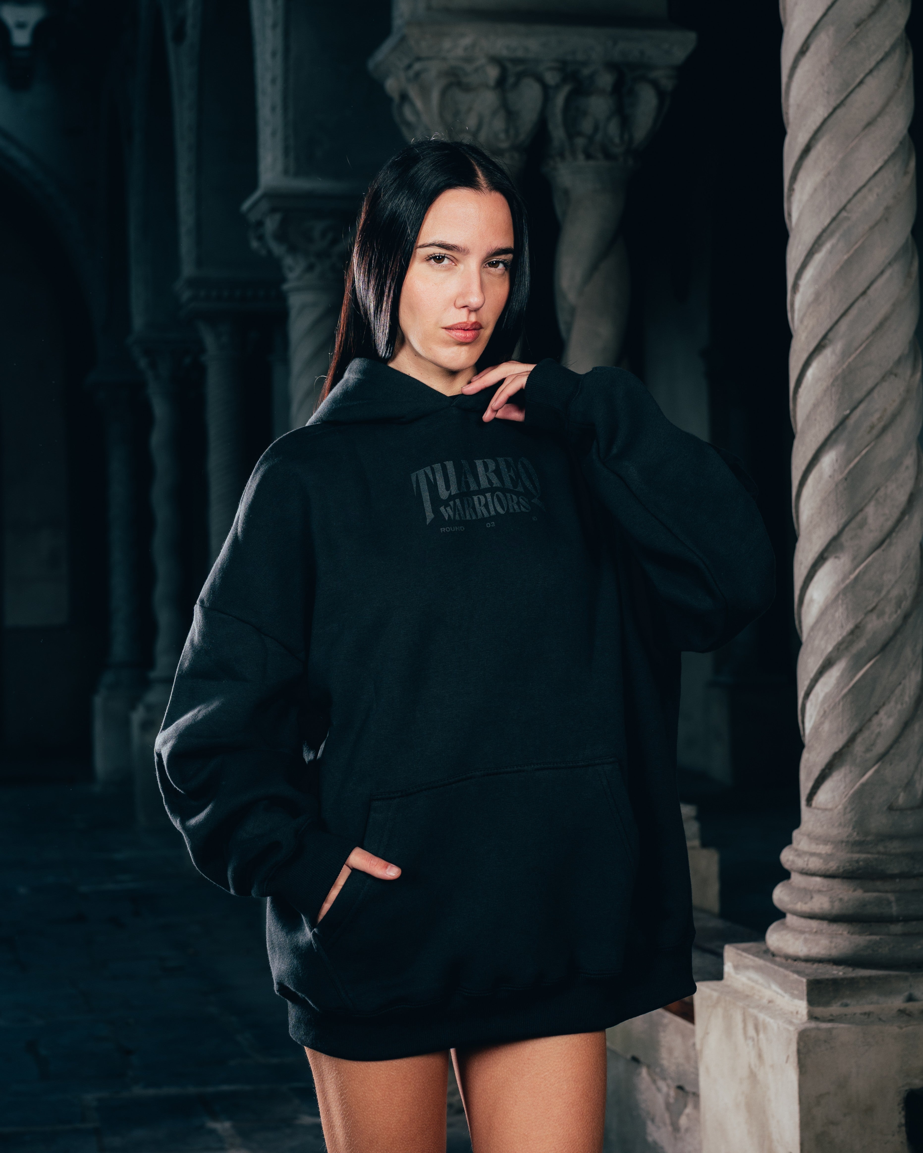 HOODIE [ WARRIOR ] DAGA 2BLE BLACK