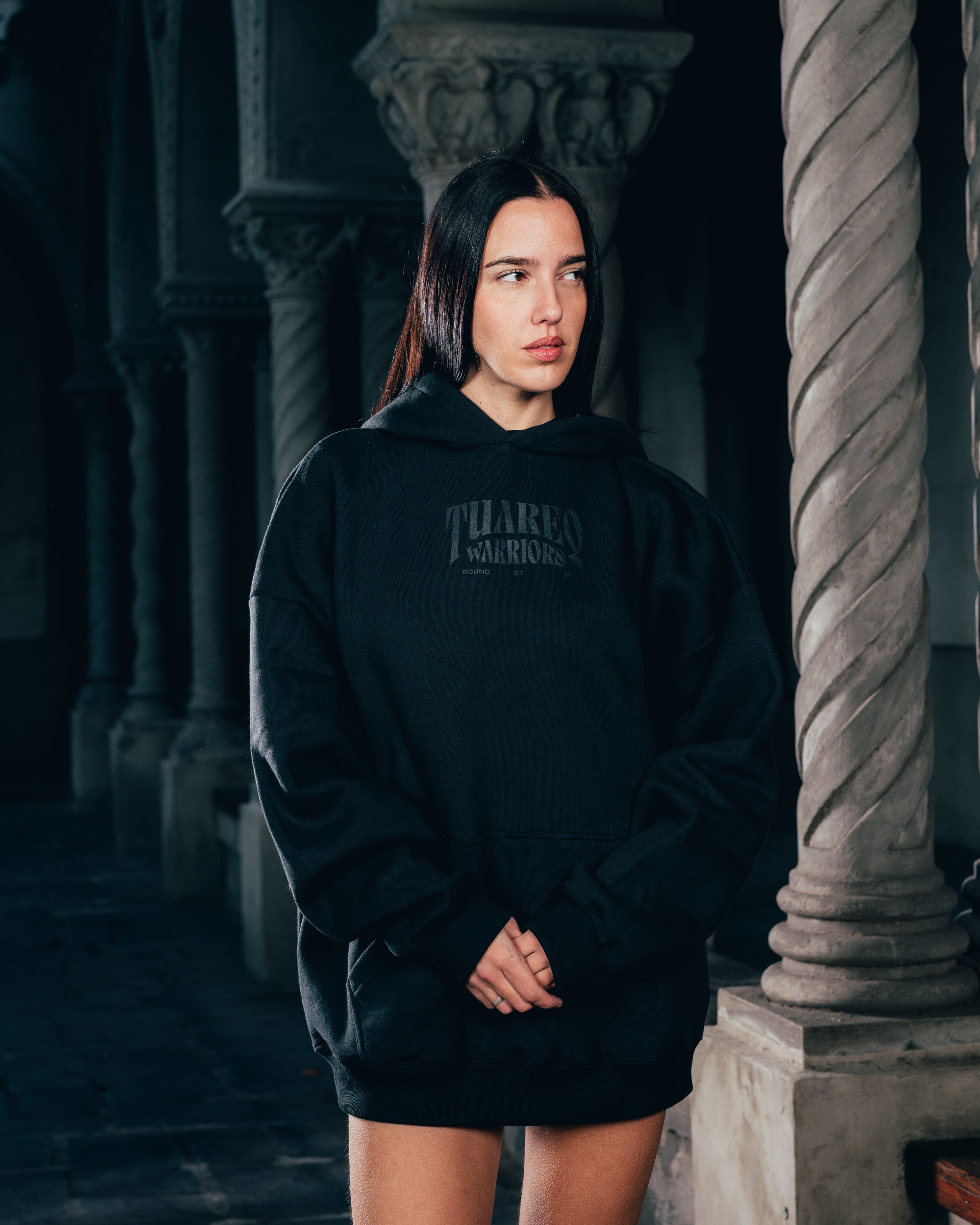 HOODIE [ WARRIOR ] DAGA 2BLE BLACK
