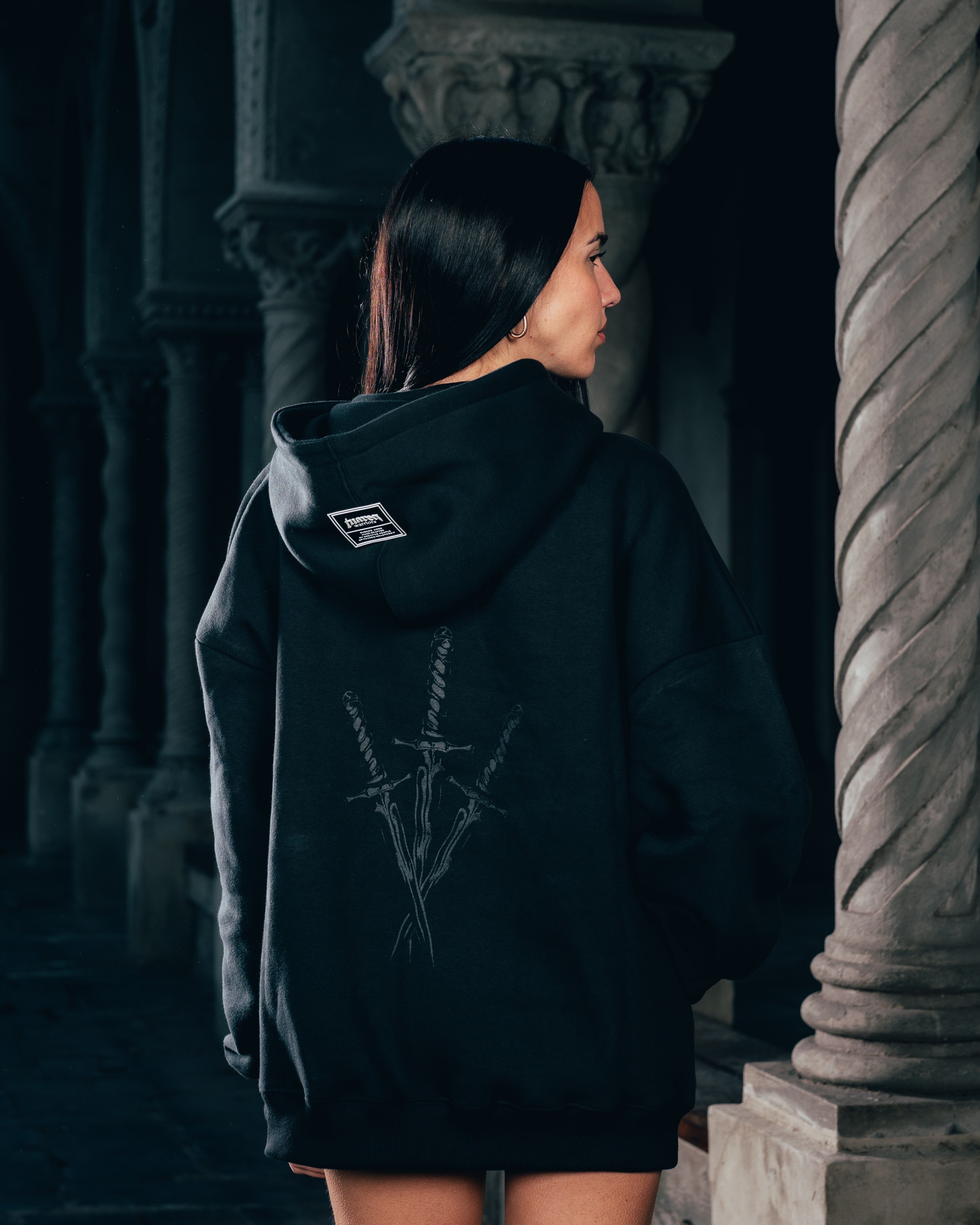 HOODIE [ WARRIOR ] DAGA 2BLE BLACK