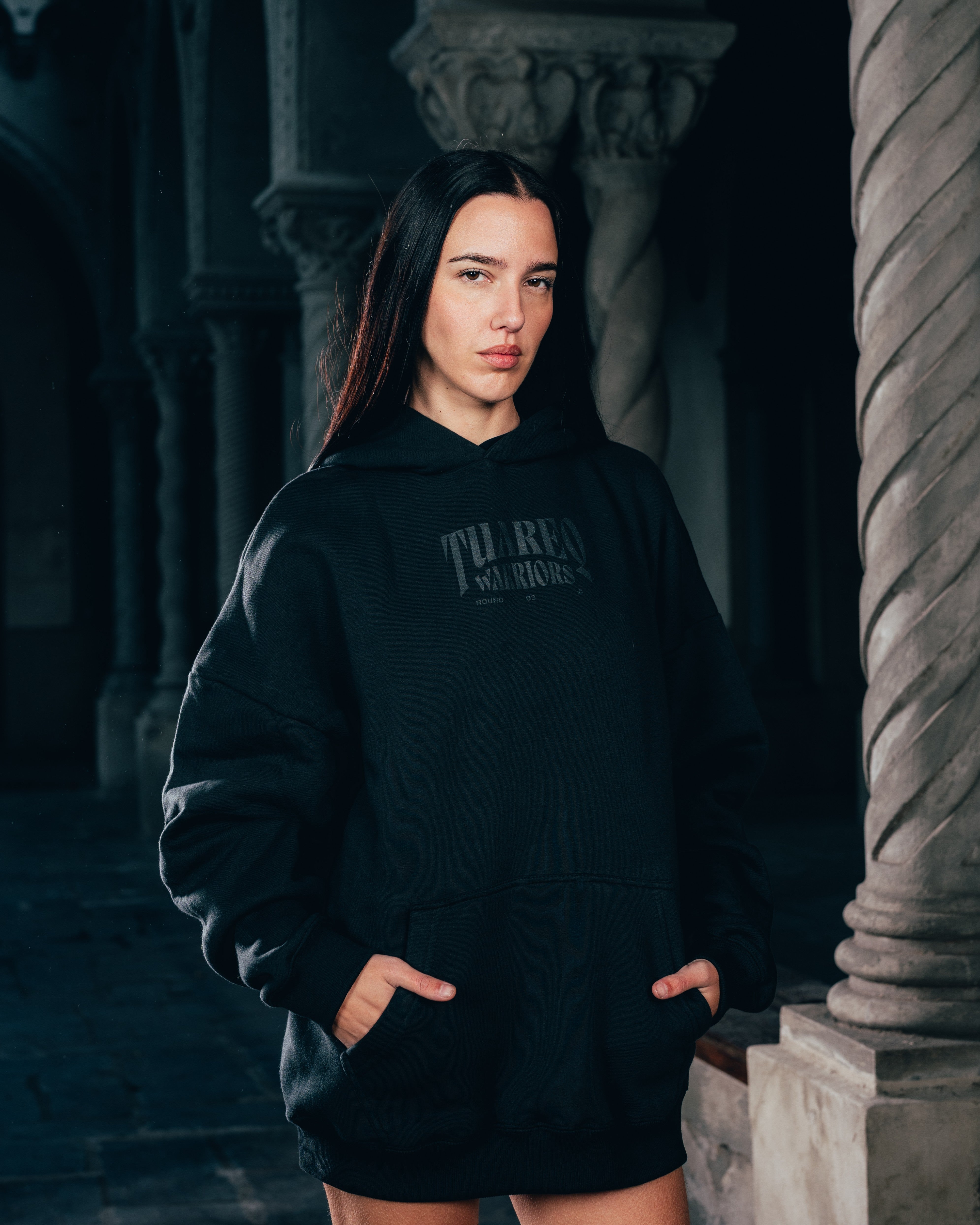 HOODIE [ WARRIOR ] DAGA 2BLE BLACK