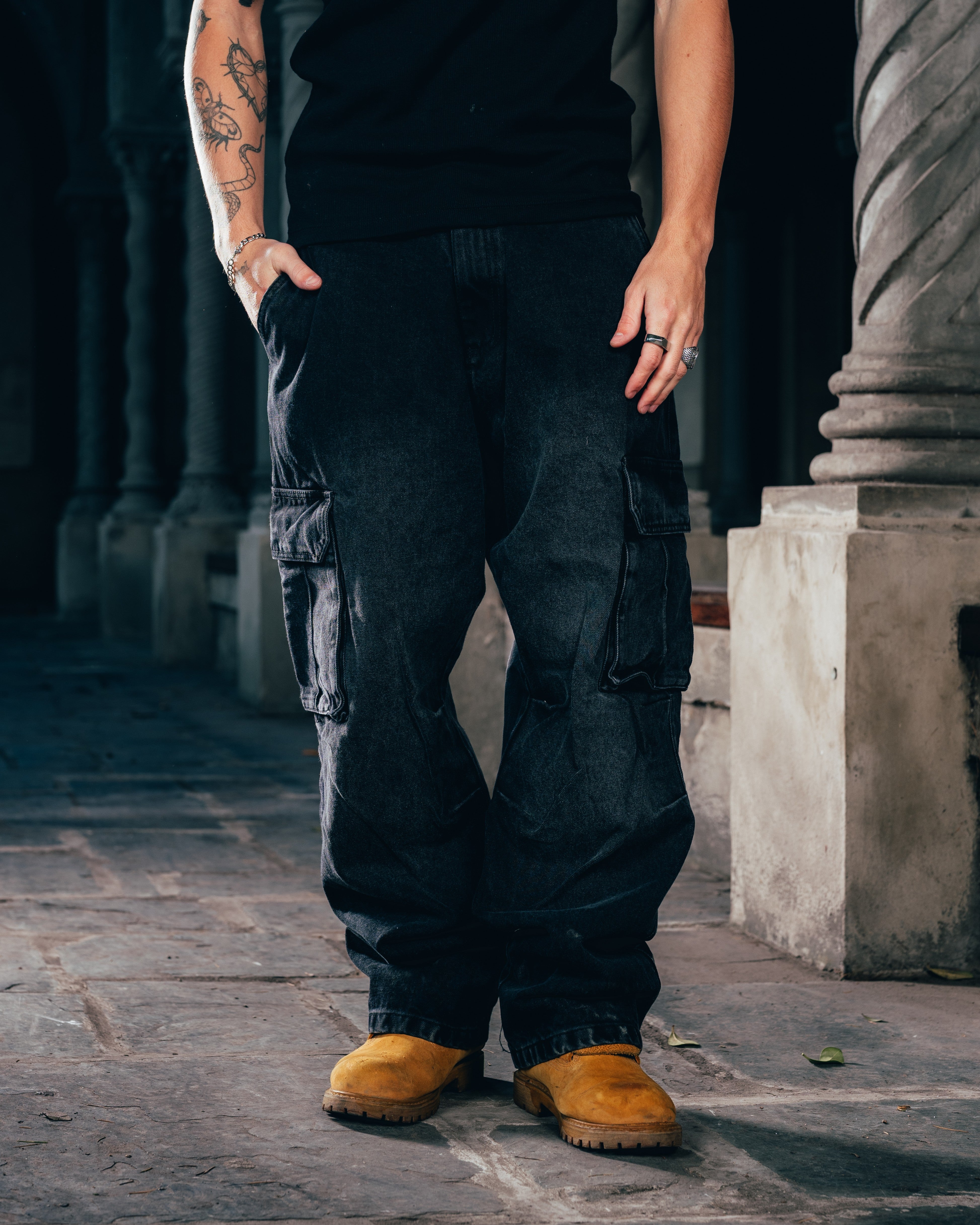 JEAN CARGO [ WARRIOR ] STONE BLACK