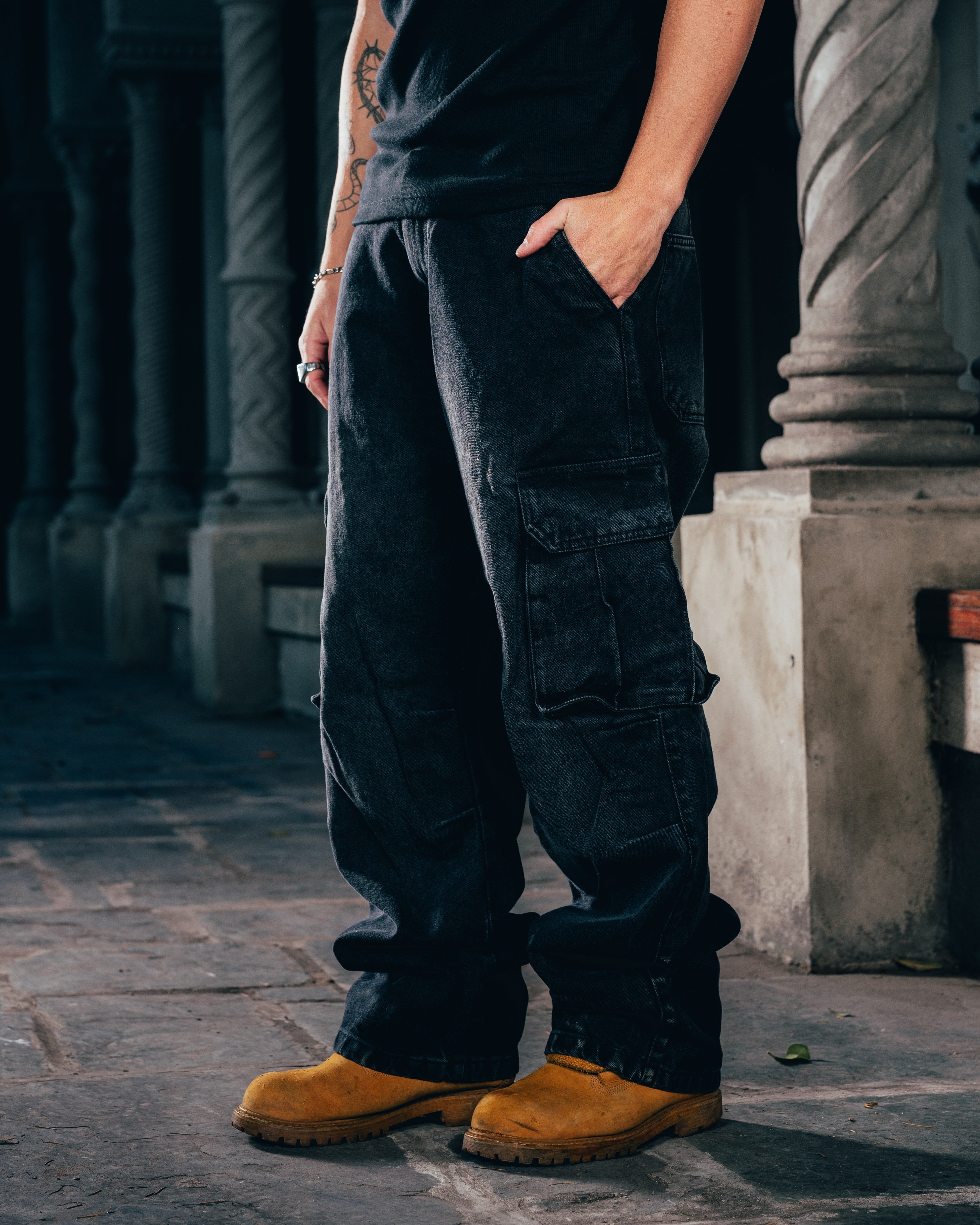 JEAN CARGO [ WARRIOR ] STONE BLACK