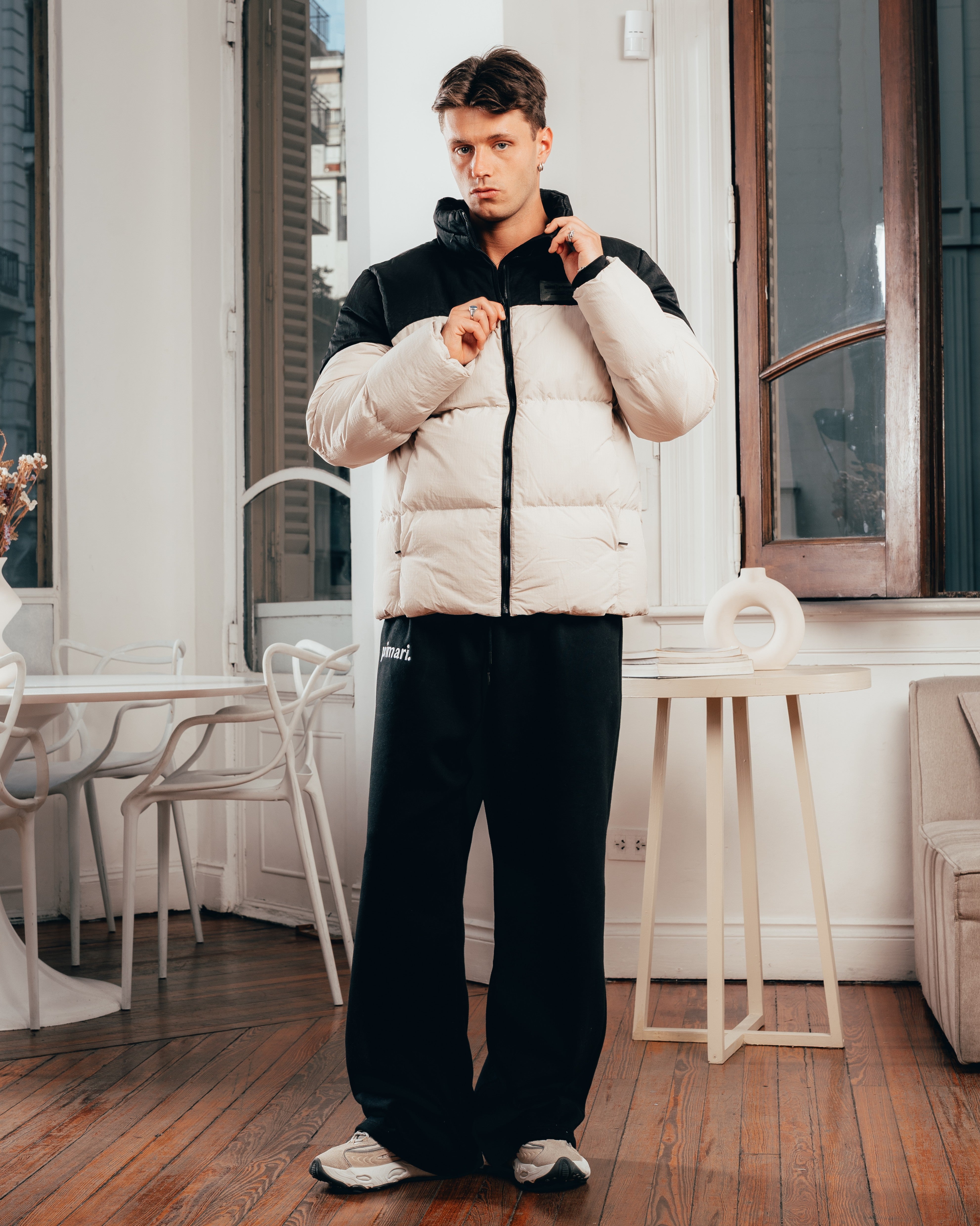 CAMPERA PUFFER [ PRIMARI ] BICOLOR BLACK